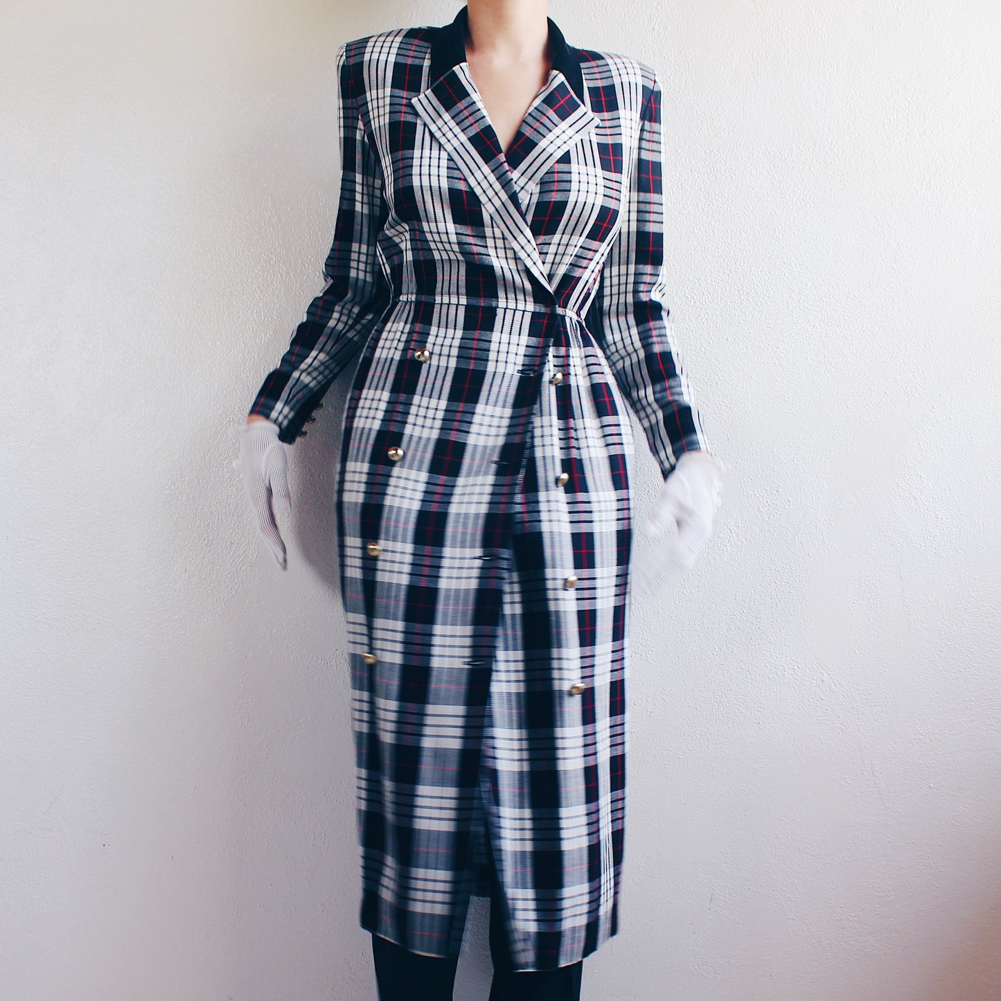 Vintage 90s Plaid Blazer Dress | Chic British Layering Piece - Thom Browne Style