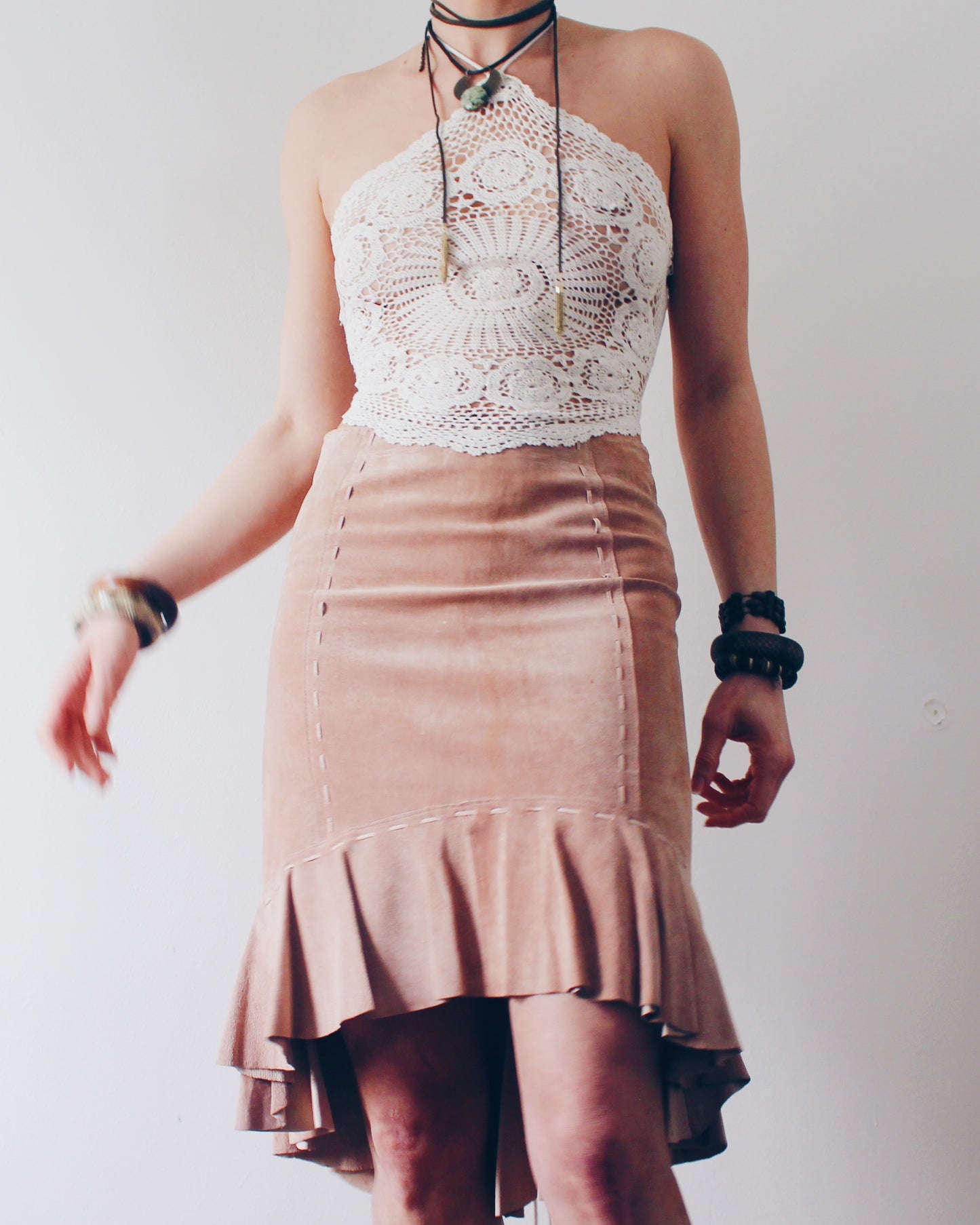 Crochet Couture: Upcycled Doily Crop Top - Reworked vintage - Coachella outfit