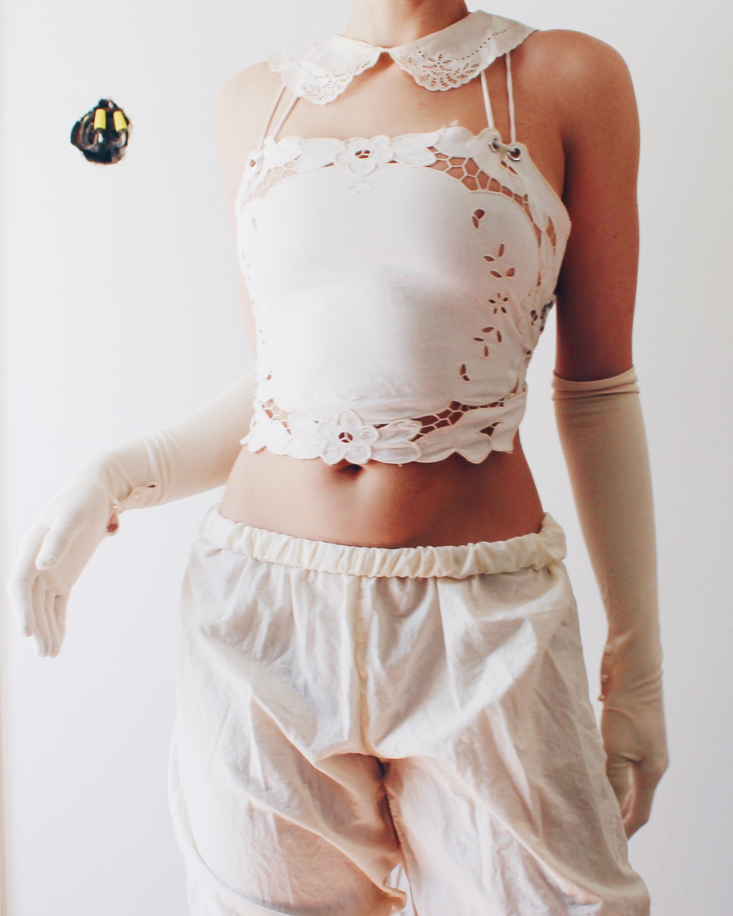 Upcycled Vintage Placemat Tank – Vintage Heirloom Tablewear Art - Reworked crop top