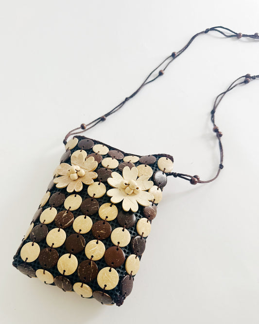 Vintage 90s Beaded Purse – Small Structured Summer Whimsygoth Boho Bag with flower beads