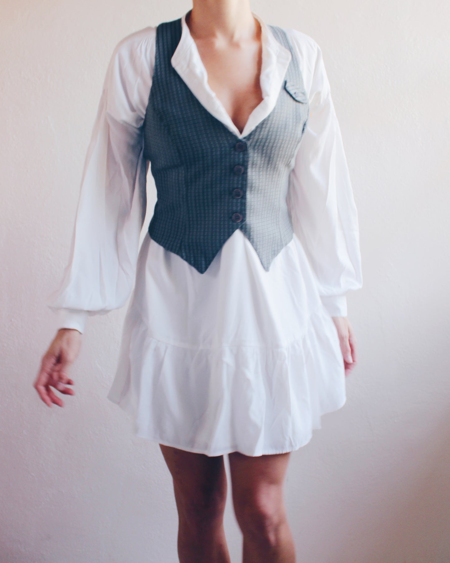 Vintage 90s Blue-Green Vest – Dark Academia Waistcoat for Women | Fall Preppy Academic Layer