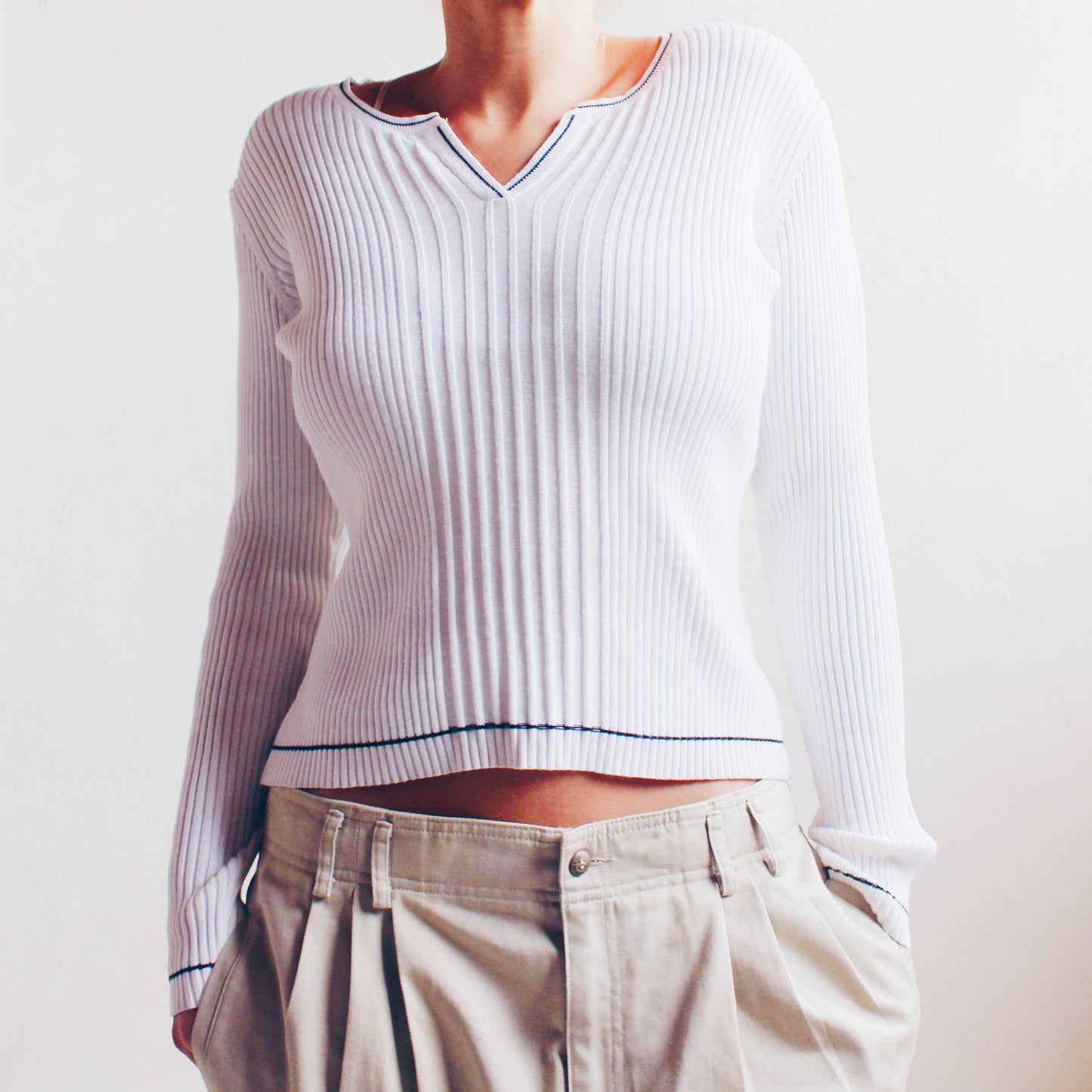 Vintage Cotton St. John's Bay Ribbed Sweater 90s Minimalist Style