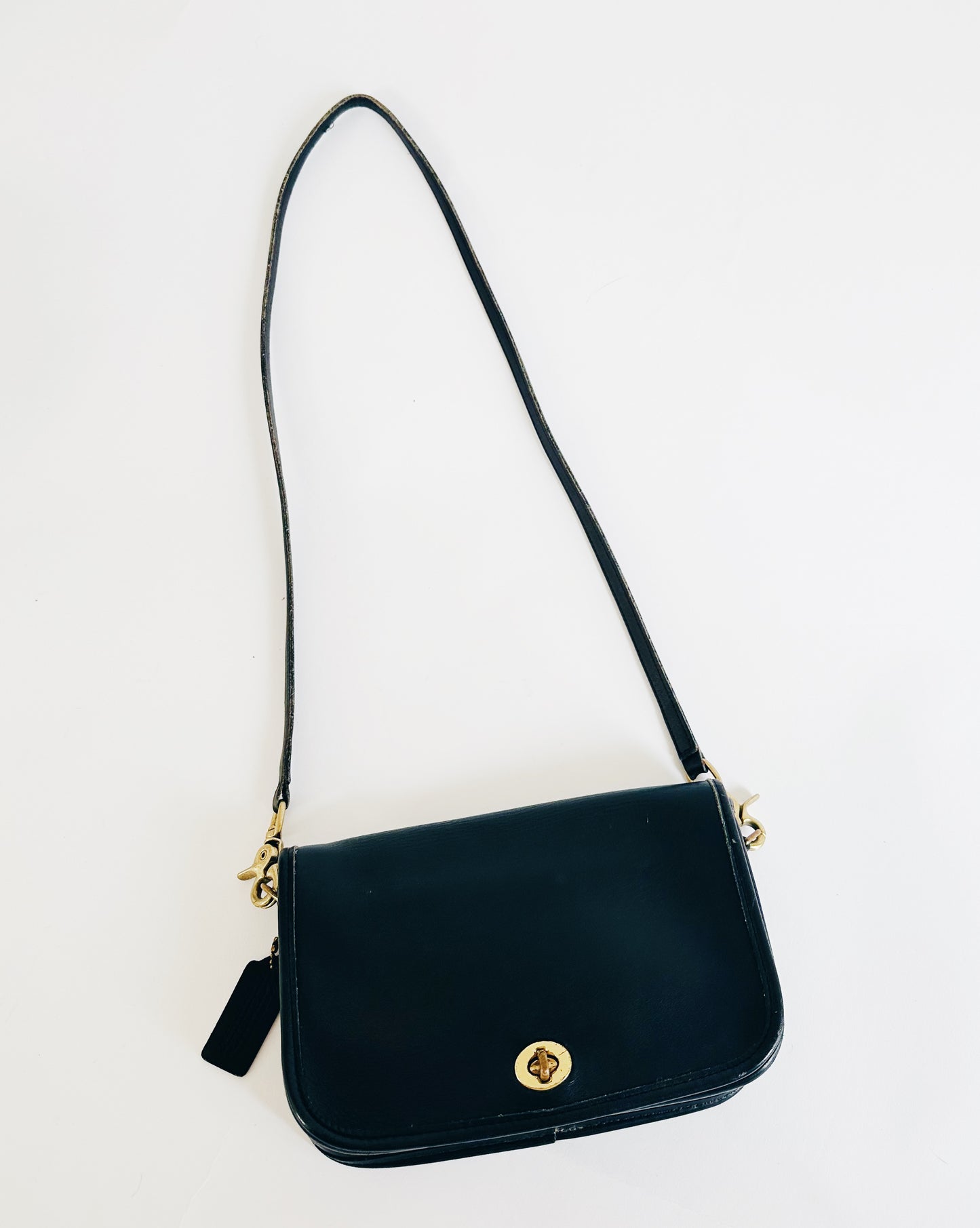 Vintage Coach Black Patent Leather Crossbody – 90s Minimalist Chic Bag