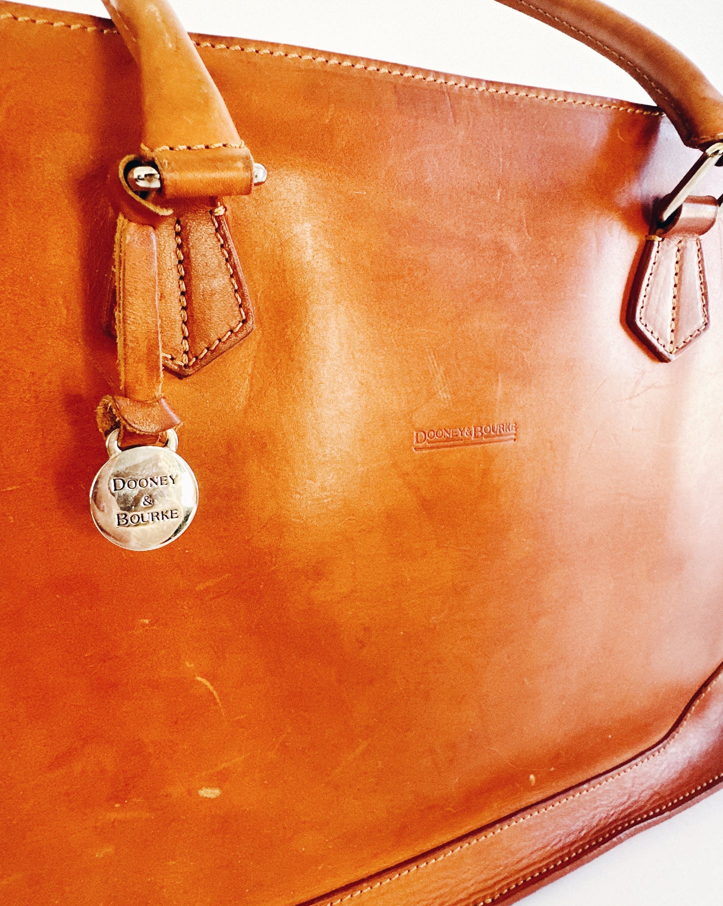 Vintage Dooney & Bourke Leather Alto Secretarial Brief – Large Sleek 90s Work Satchel Bag Fits Laptop | Academic Chic Structured Brown Purse