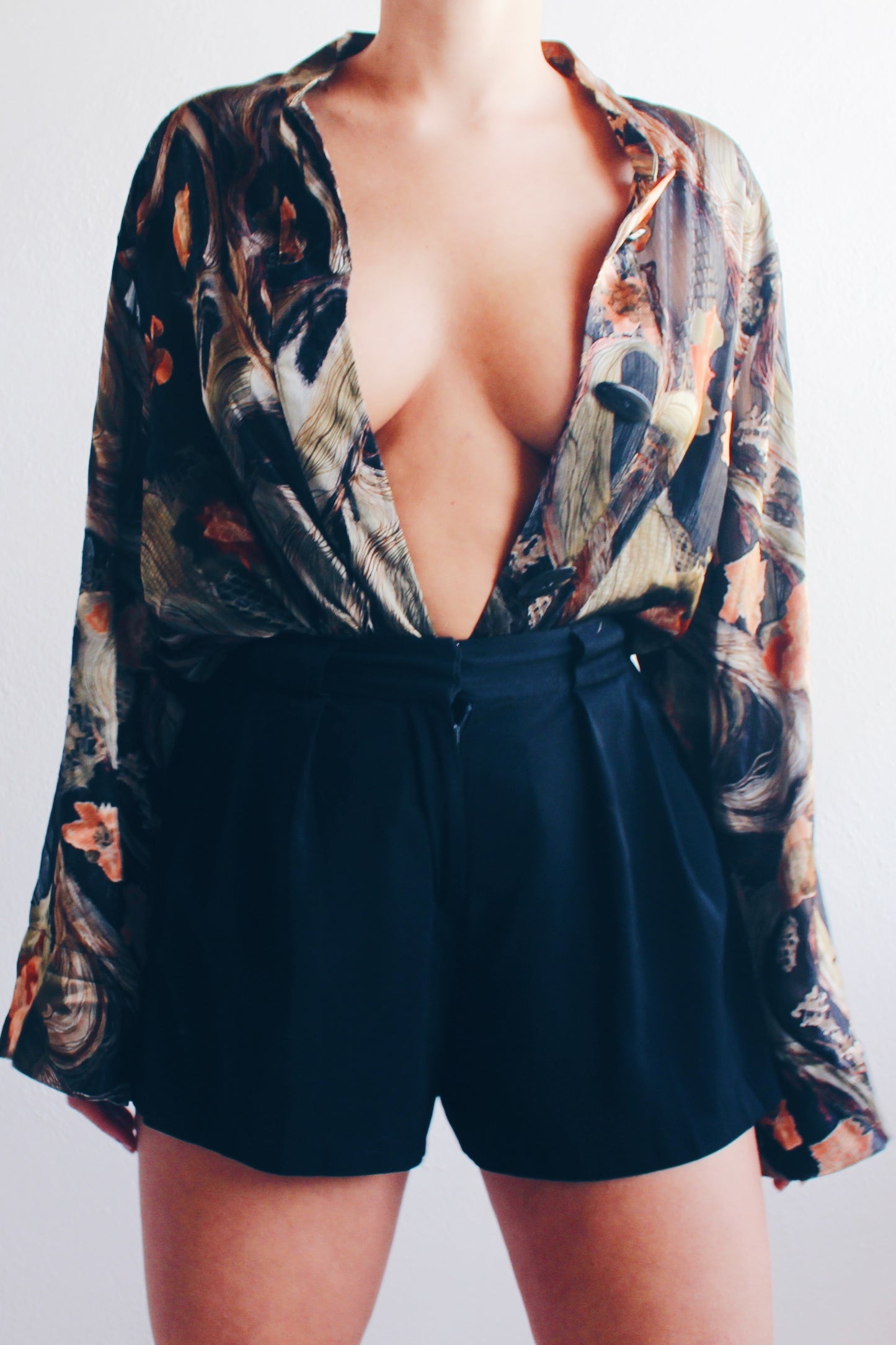 Enchanting Shadows: Sheer Black Floral Whimsygoth Blouse for Your Darkly Romantic Side