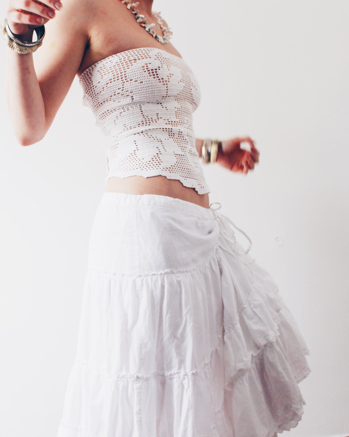 Crochet Couture: Upcycled Doily Crop Top - Reworked vintage - Coachella outfit