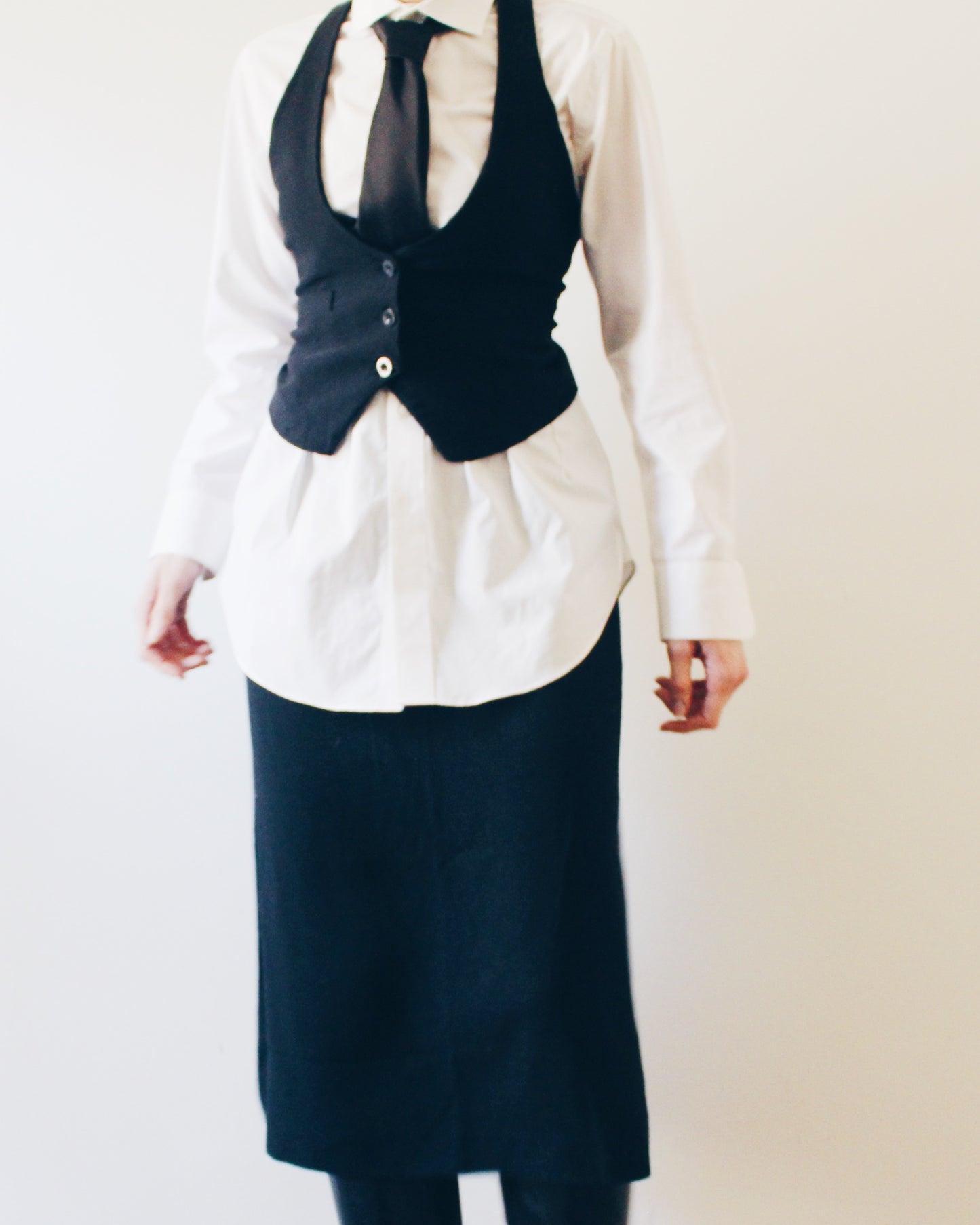 Vintage Banana Republic Black Wool Blend Midi Skirt - Minimalist Office Skirt Semi Formal Workwear Sleek Layering Skirt
