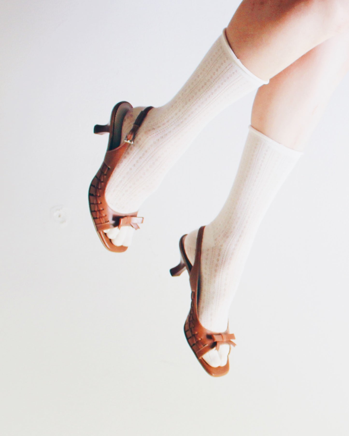 Franco Sarto Tan Leather Peep Toe Kitten Heels with Bow | Coquette Summer Sandals | Genuine Leather Upper