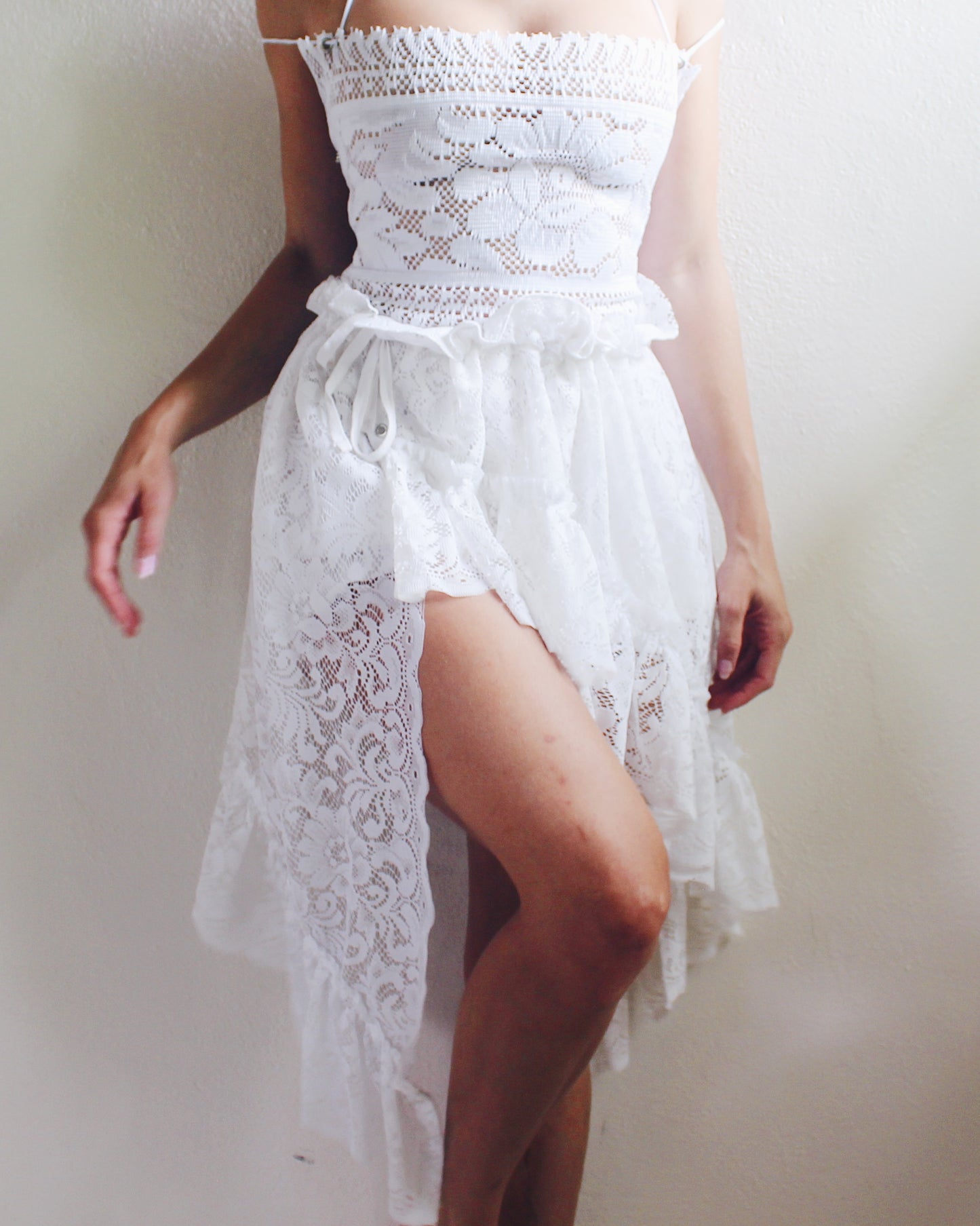 Upcycled Asymmetric Lace Skirt - Ethereal Coquette Style | Vintage Curtain Skirt Inspired by Daughters of the Dust