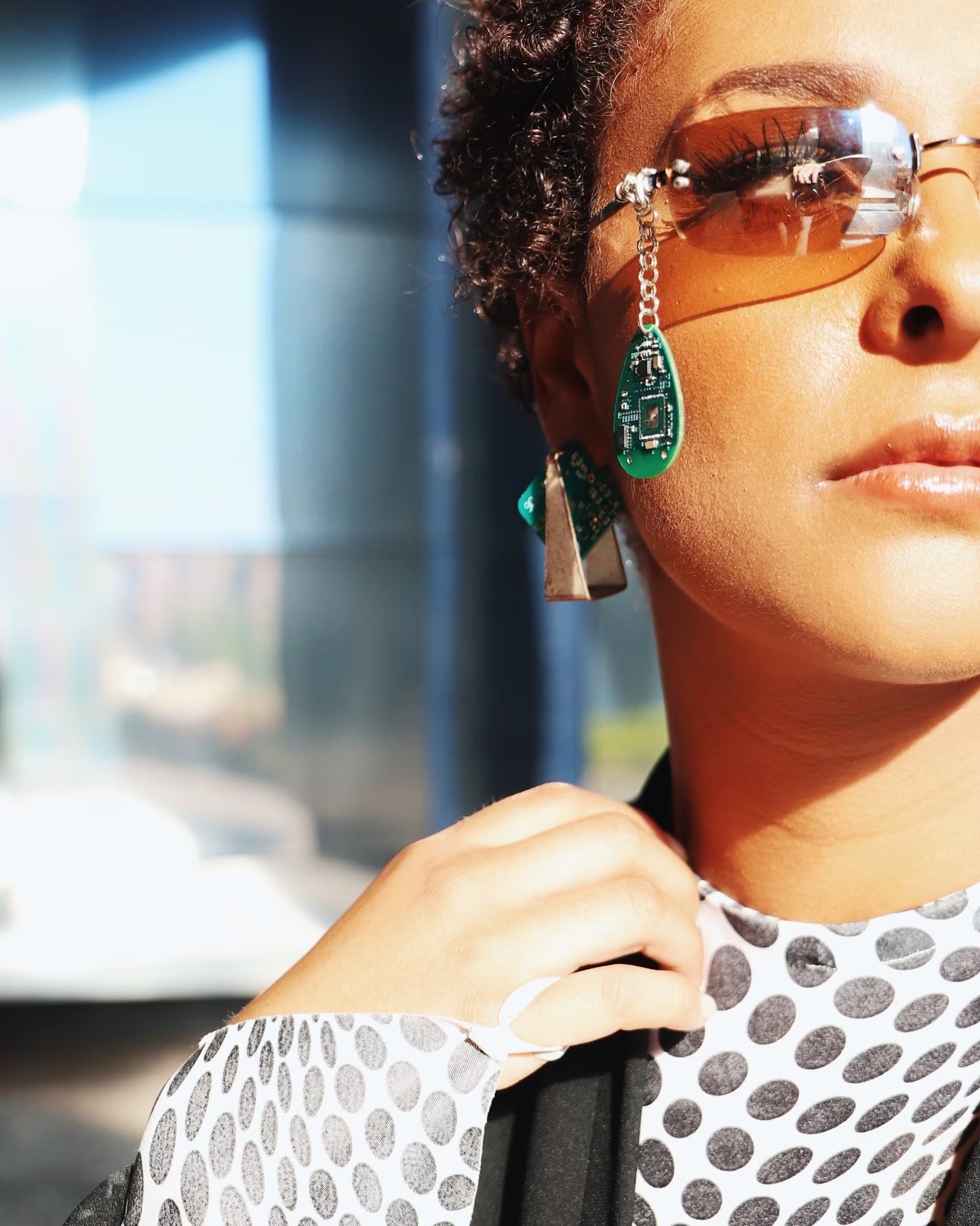 Y2K Cybercore Prism Hoop Earrings - Sustainable Futuristic Accessory!