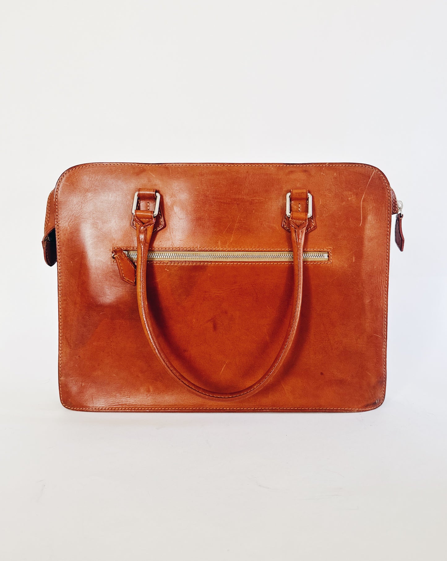 Vintage Dooney & Bourke Leather Alto Secretarial Brief – Large Sleek 90s Work Satchel Bag Fits Laptop | Academic Chic Structured Brown Purse
