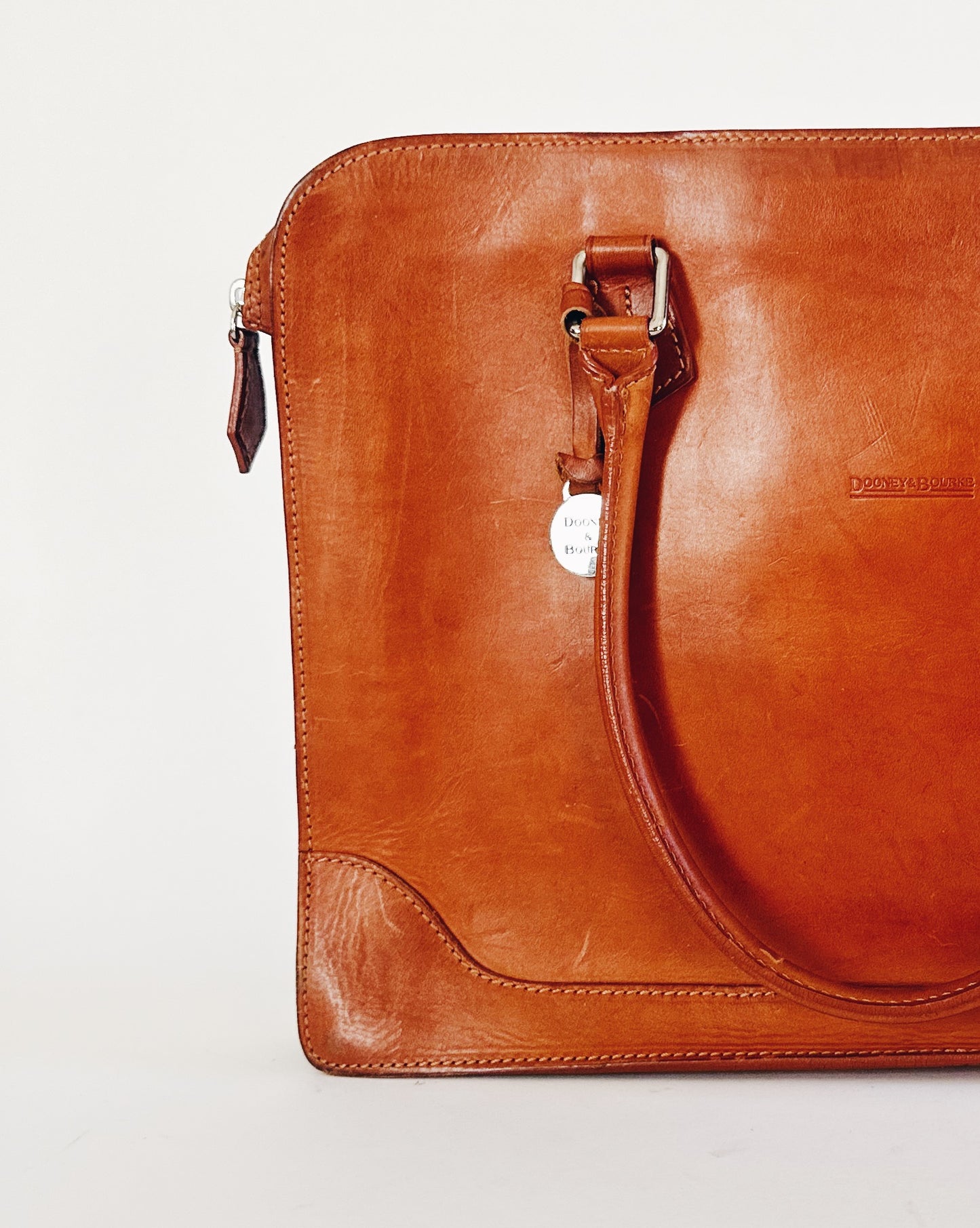 Vintage Dooney & Bourke Leather Alto Secretarial Brief – Large Sleek 90s Work Satchel Bag Fits Laptop | Academic Chic Structured Brown Purse