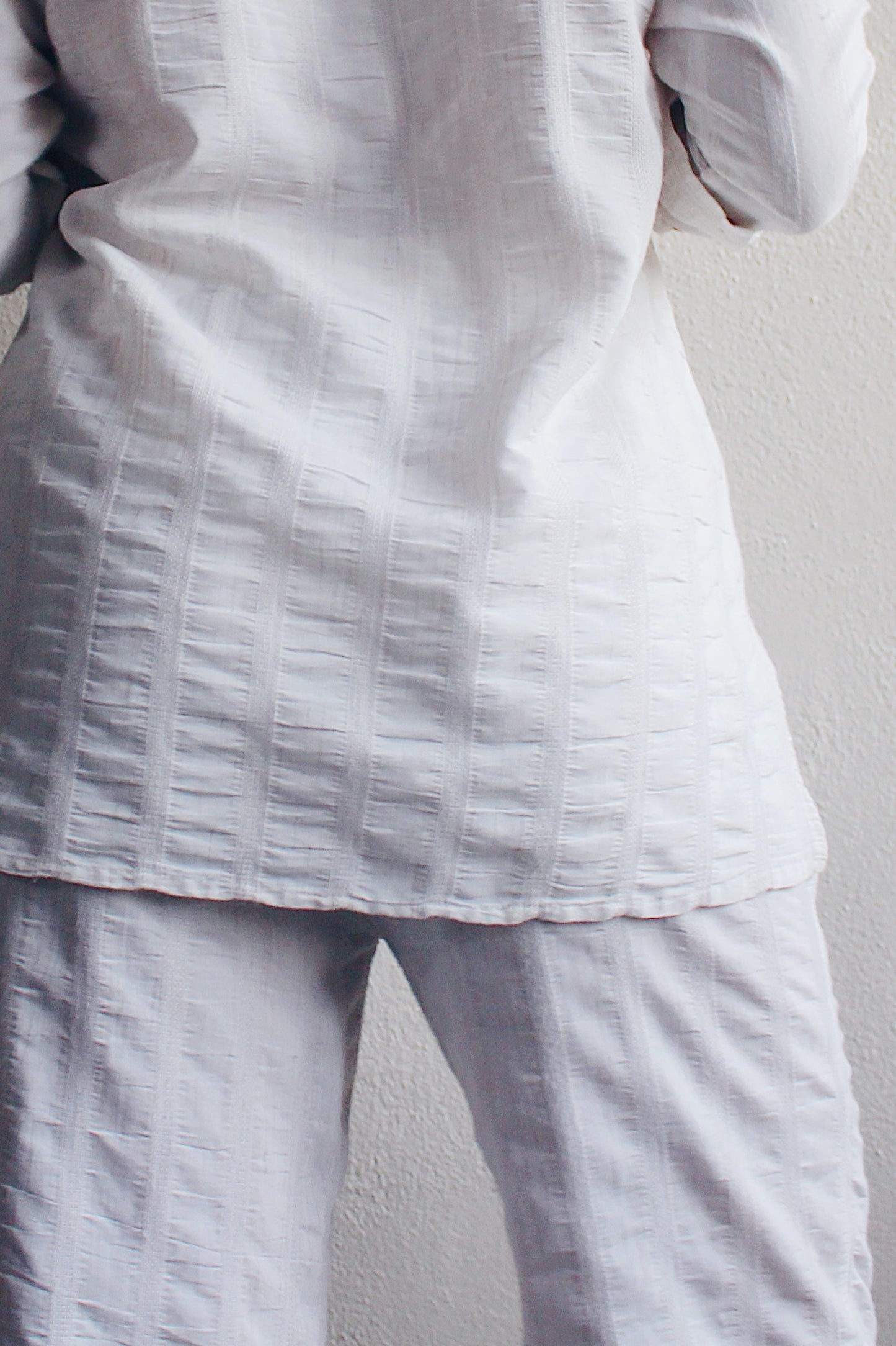 Vintage Beauty Minimalism: White Oat Bliss in Rayon-Linen Blend Matching Set!