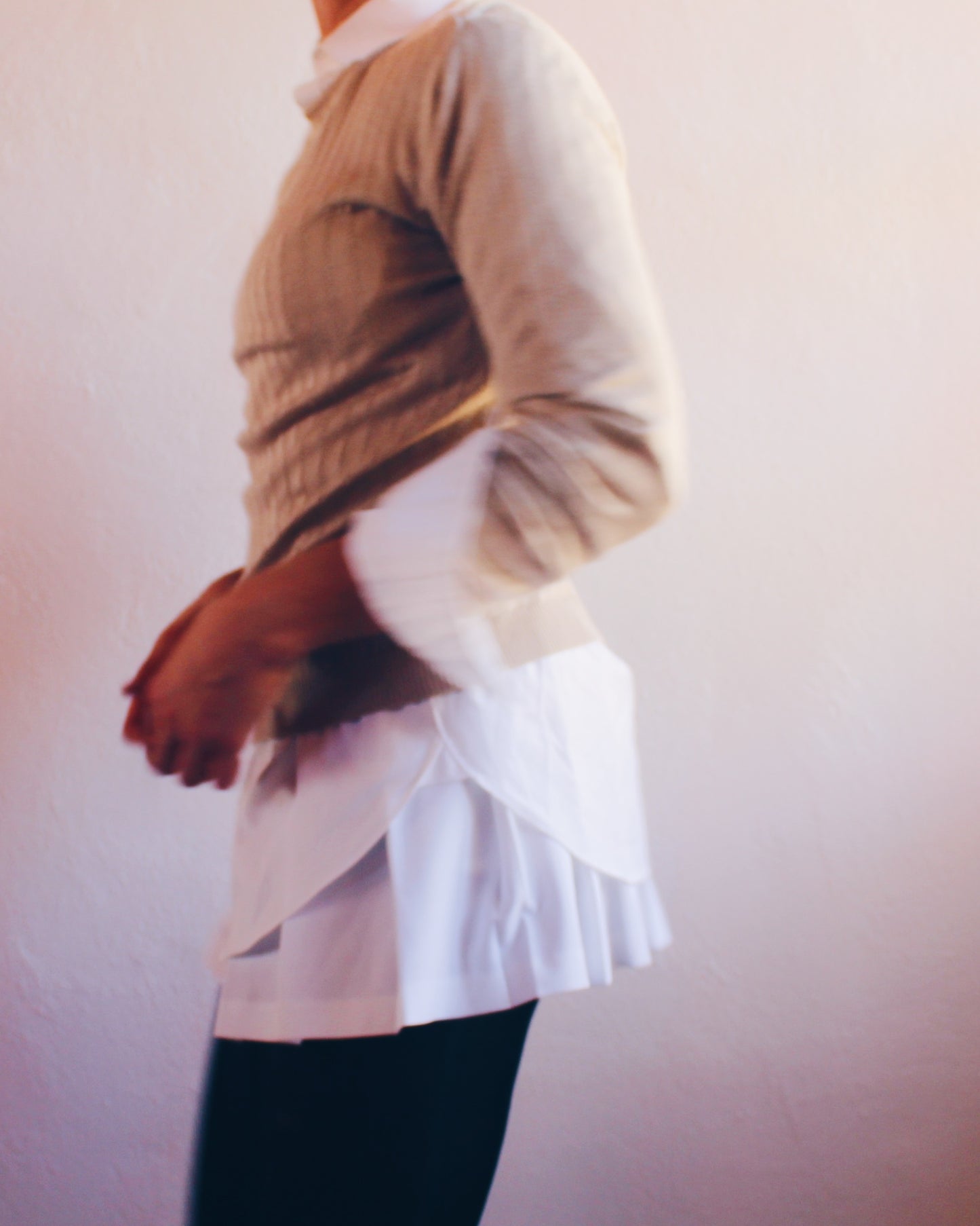 Vintage Silk Talbots Beige Knit Sweater – Minimalist Academic Style Layering Top