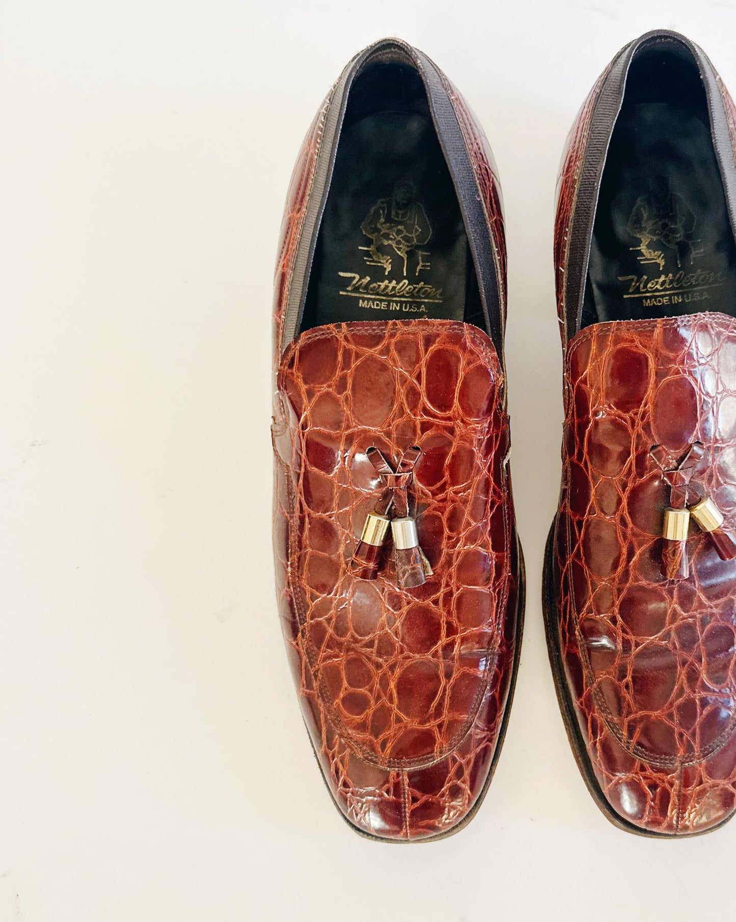 Vintage Nettleton Crocodile Embossed Leather Loafers – Men’s Smart Casual & Formal Slip On Dress Shoes