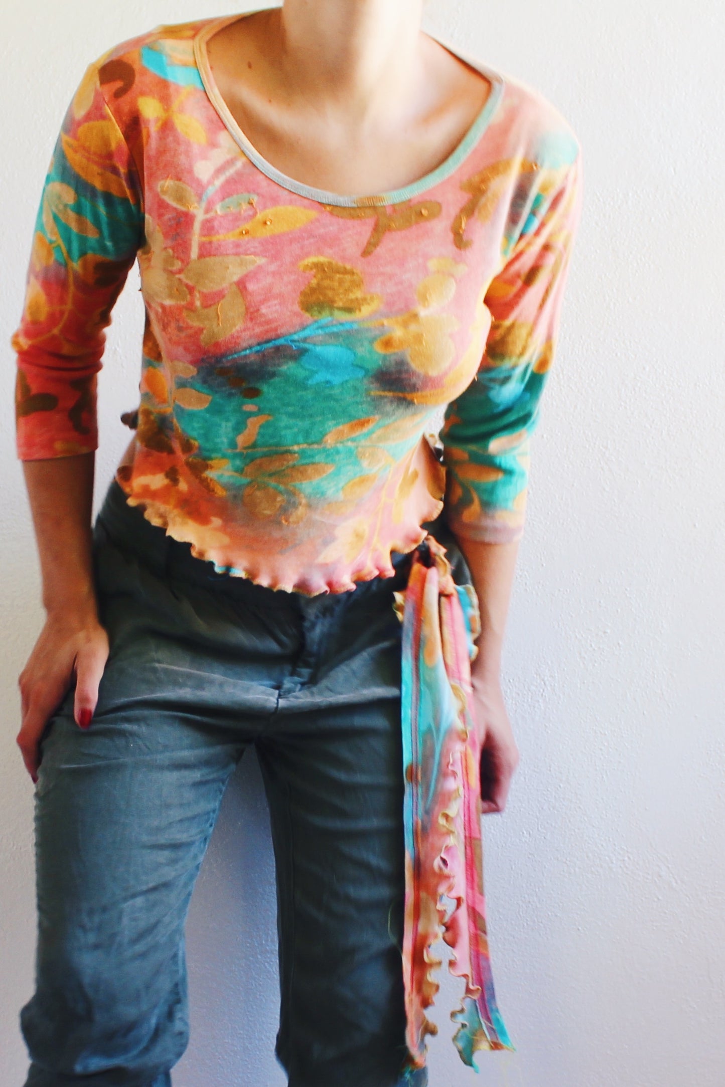 Vintage '90s upcycled lettuce hem Shirt - Where Whimsigoth, and Romantic Grunge Collide!