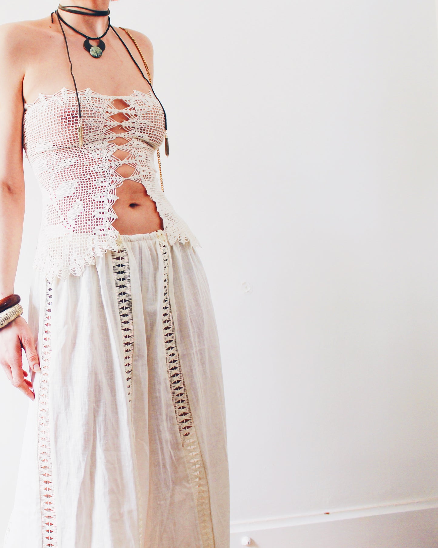Crochet Couture: Upcycled Doily Crop Top - Reworked vintage - Coachella outfit