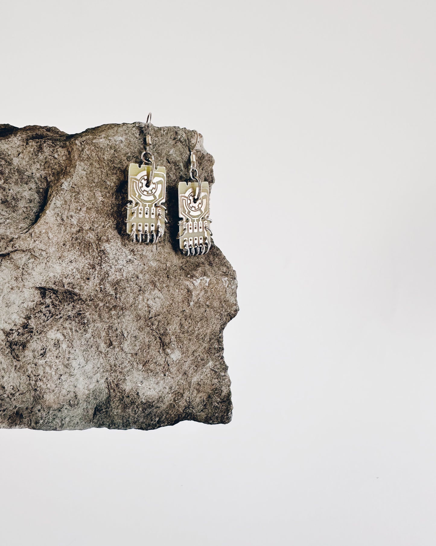 Handmade Cyberpunk Circuit Board Earrings – Solarpunk Chainmail Tech Jewelry