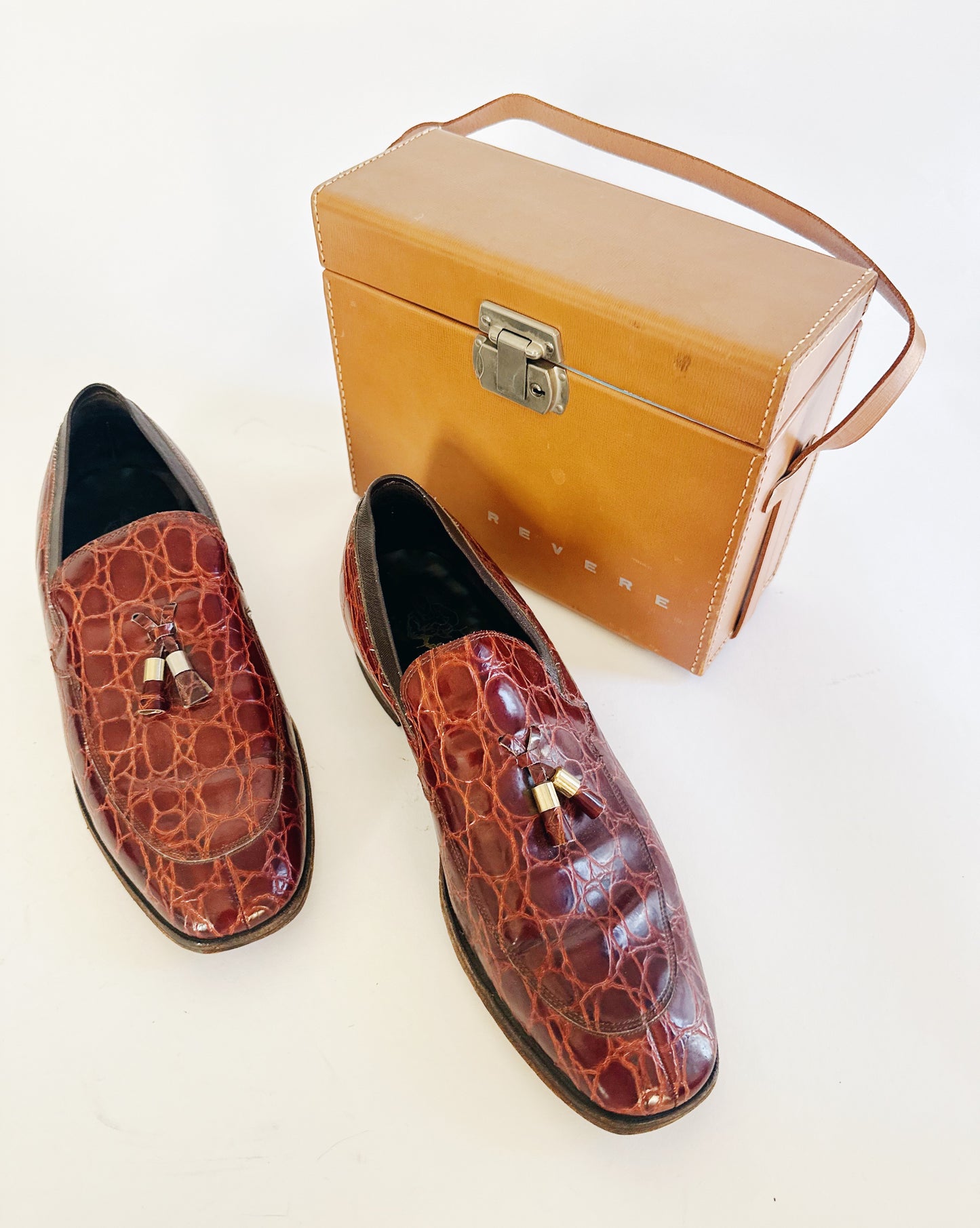 Vintage Nettleton Crocodile Embossed Leather Loafers – Men’s Smart Casual & Formal Slip On Dress Shoes