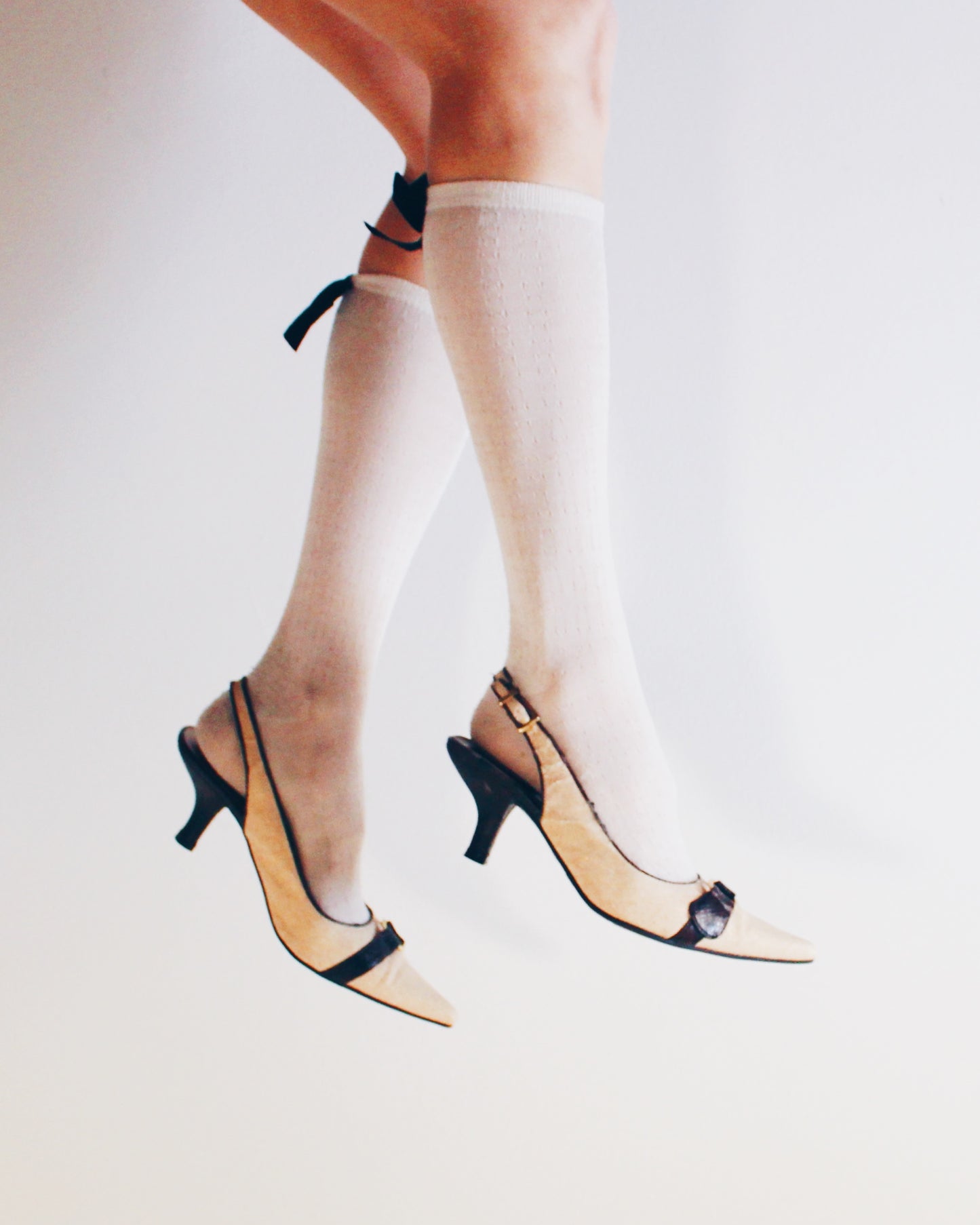 Pointed‑Toe Y2K Kitten Heels with Wrap Ankle Strap – Professional Formal Cream and Chocolate Pumps for Office & Evening