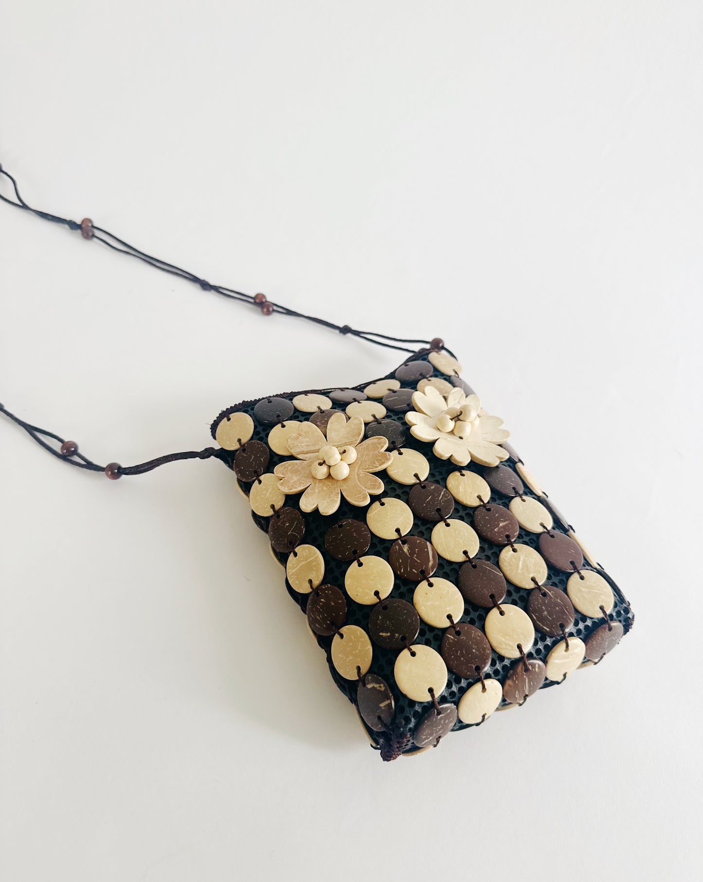 Vintage 90s Beaded Purse – Small Structured Summer Whimsygoth Boho Bag with flower beads