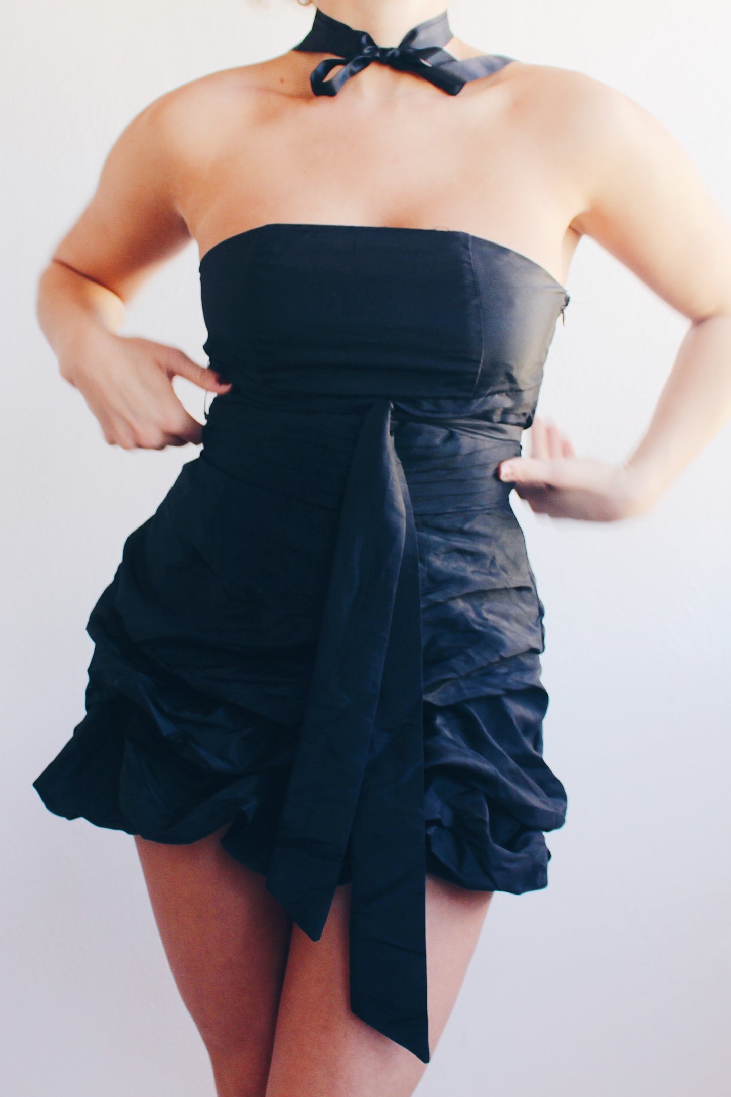 Y2K Dreams Delivered: Sleeveless Black Bubble Skirt Dress for Party Perfection