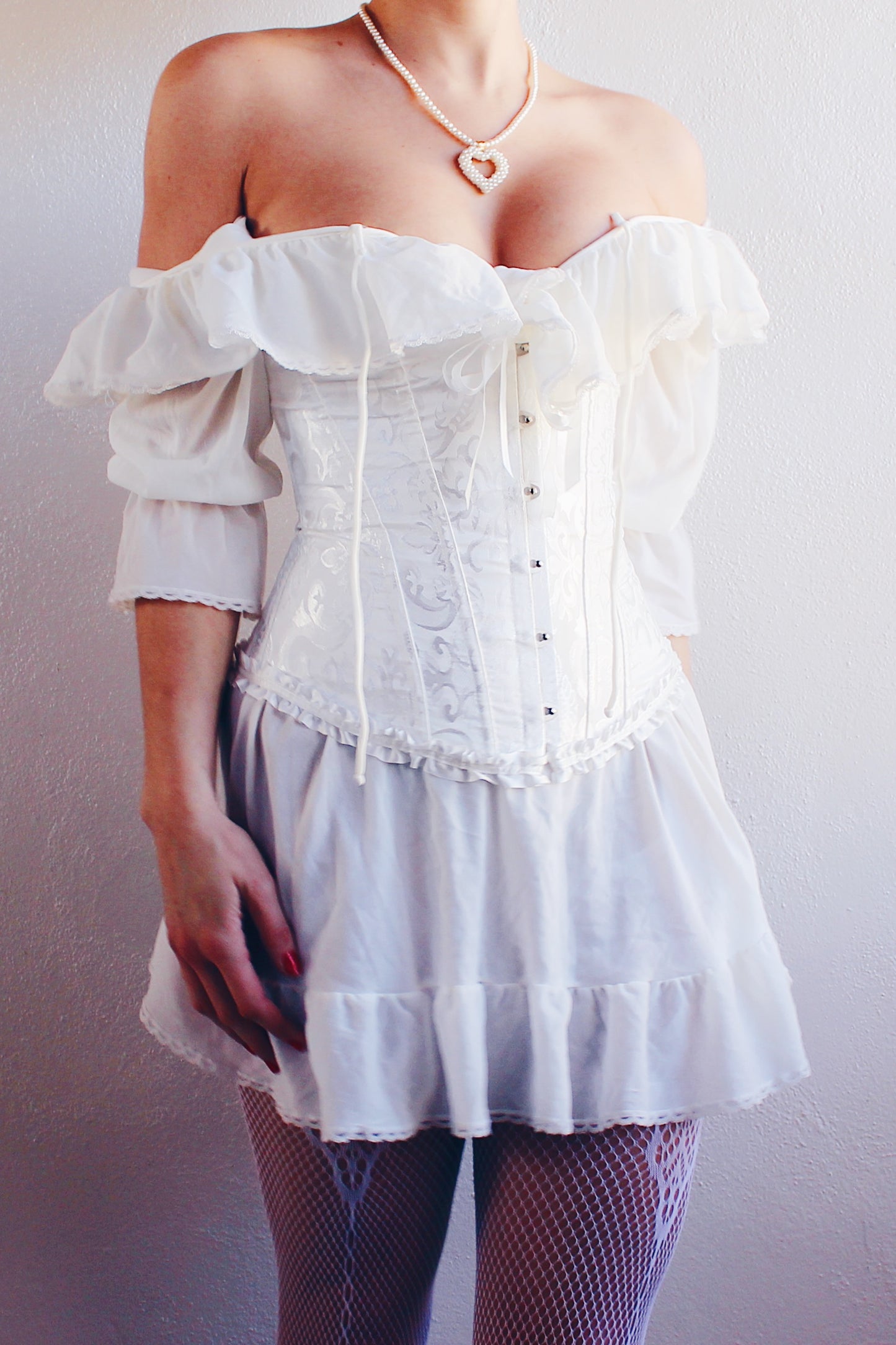 Vintage Cream Nightgown - Romantic Victorian Style Layering Dress with Ruffled Bust - Coquette Chic Fashion