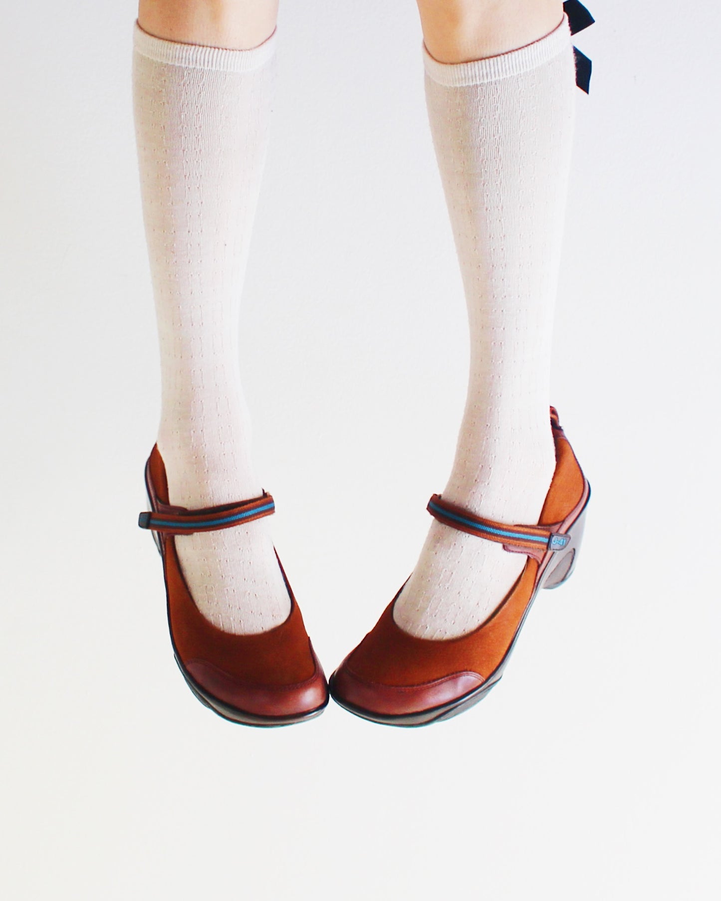 J41 Adventure On Brown Leather Mary Janes | Chunky Heel Orthopedic Support | Coquette Academic Summer Shoes