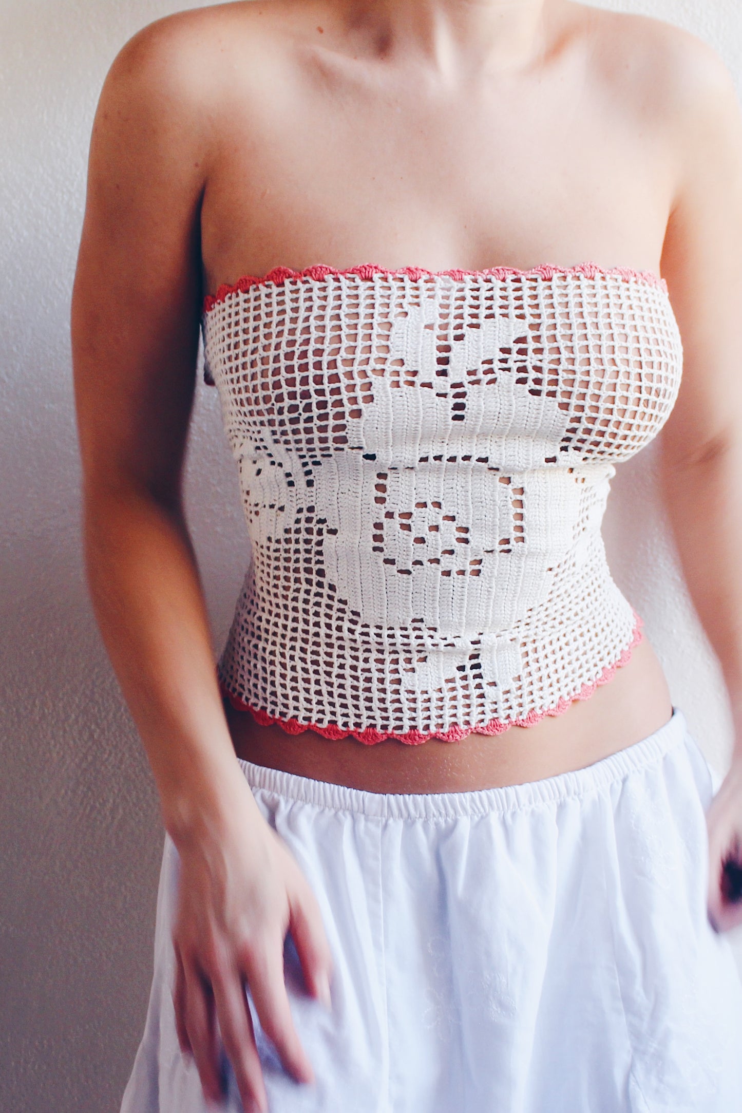 Vintage crochet Magic: Upcycled Doily Crop Top for Whimsy Lovers / repurposed doily top / upcycled macrame crop top