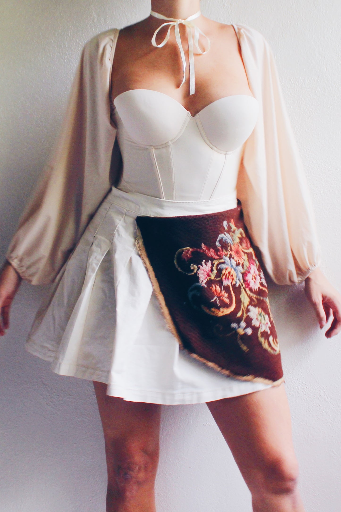 Coquette Glam Magic: Upcycled Bustier Corset with Sleeves That Steal the Show!