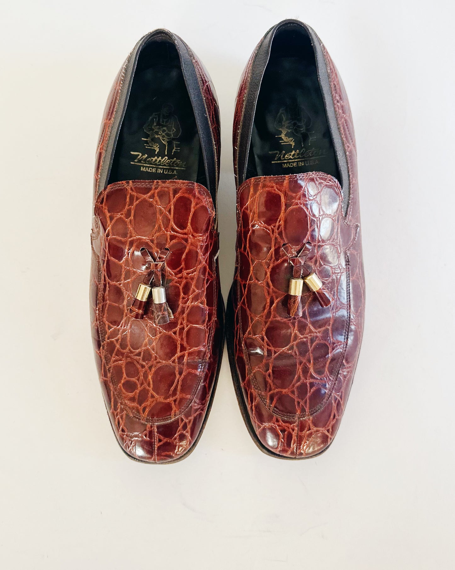 Vintage Nettleton Crocodile Embossed Leather Loafers – Men’s Smart Casual & Formal Slip On Dress Shoes