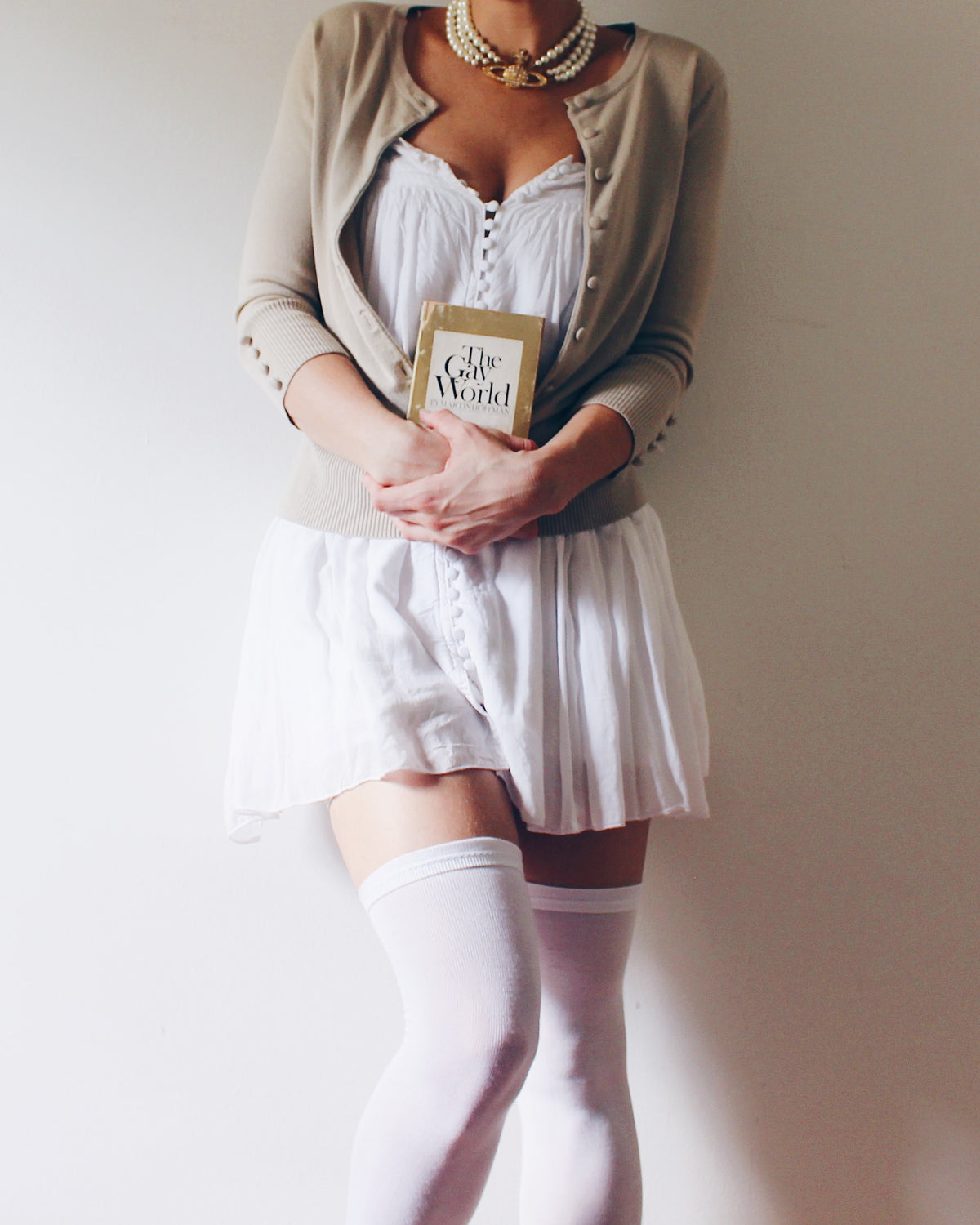 Audrey and Grace Beige Button Up Cardigan, Preppy Minimalist Academic Style, Neutral Layering Piece, Dark Academia