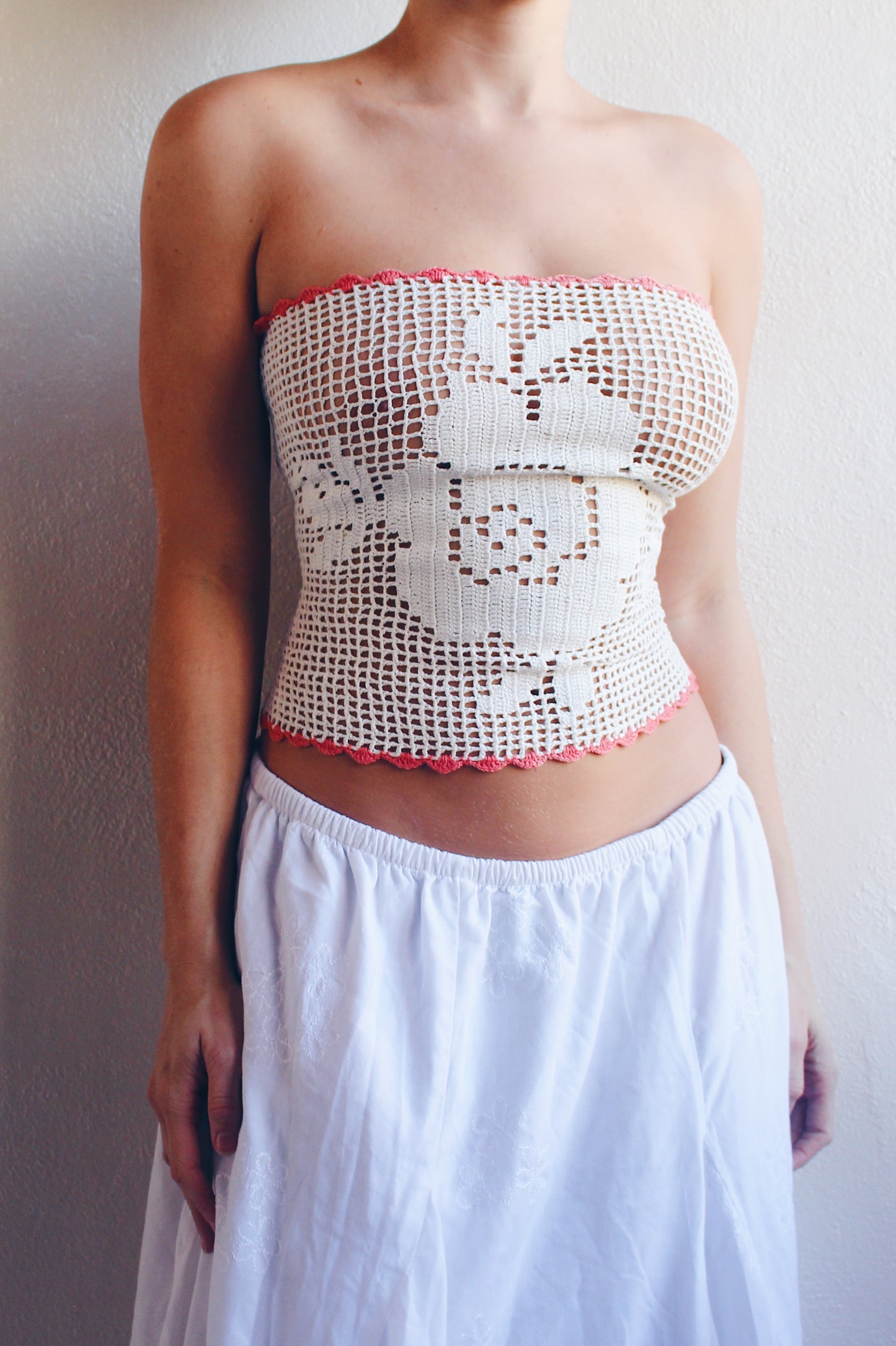 Vintage crochet Magic: Upcycled Doily Crop Top for Whimsy Lovers / repurposed doily top / upcycled macrame crop top