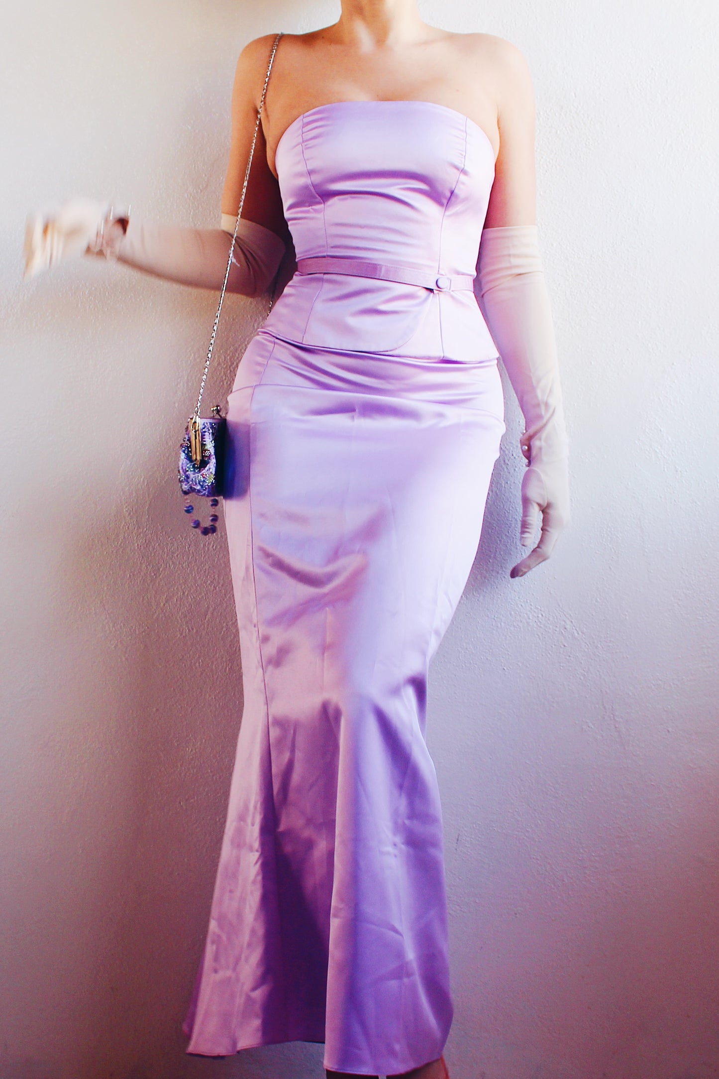 Vintage Y2K Formal Lilac Purple Dress Set - Coquette Girly Style for Valentine's Elegance