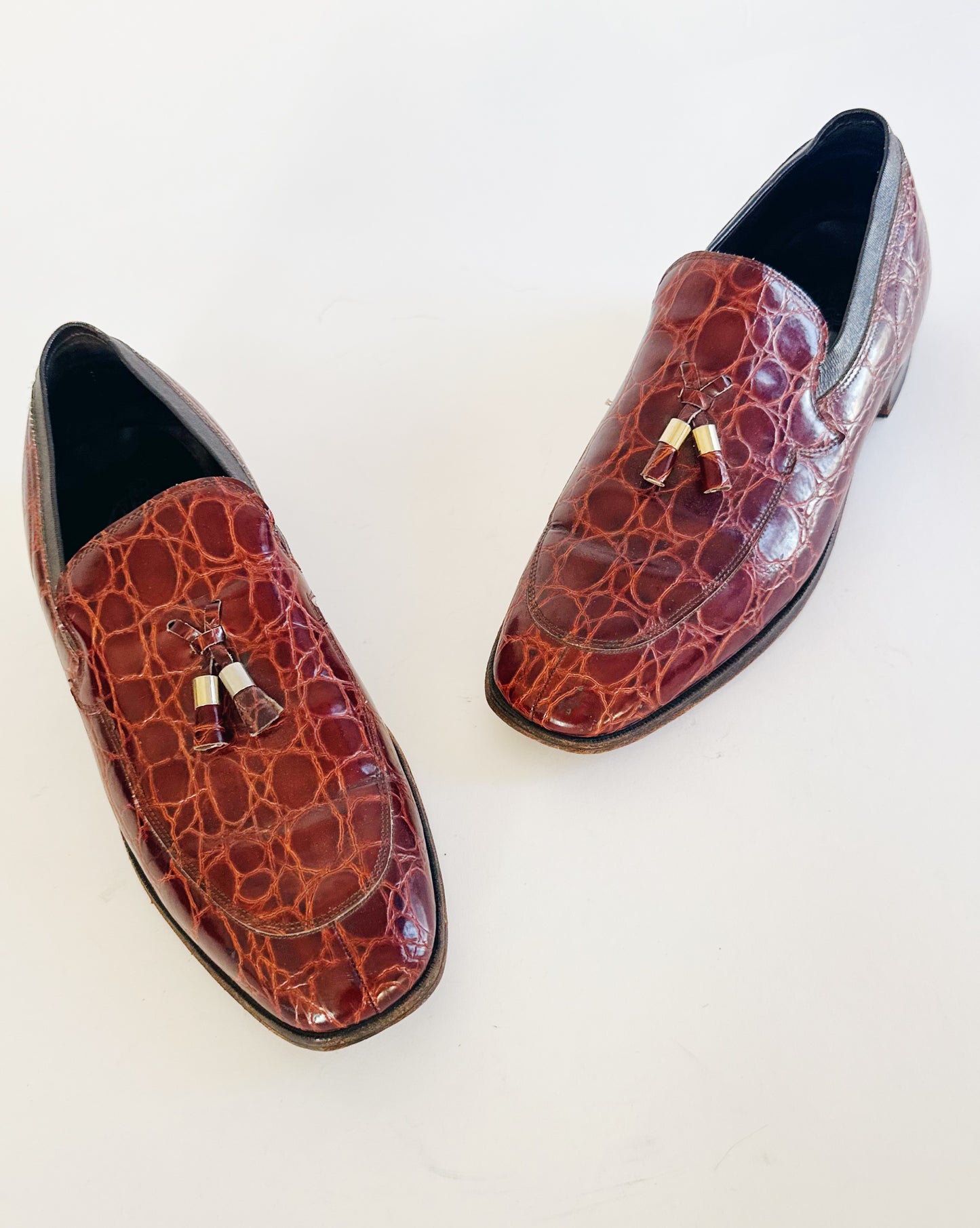 Vintage Nettleton Crocodile Embossed Leather Loafers – Men’s Smart Casual & Formal Slip On Dress Shoes