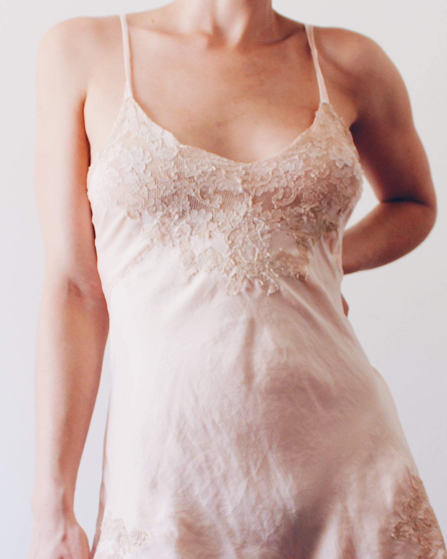 1930s Antique Silk Lingerie Romper | Vintage Lace Teddy Camiknickers | Peach Pink Soft Goth Boudoir Wear | Art Deco Silk Underwear Size S