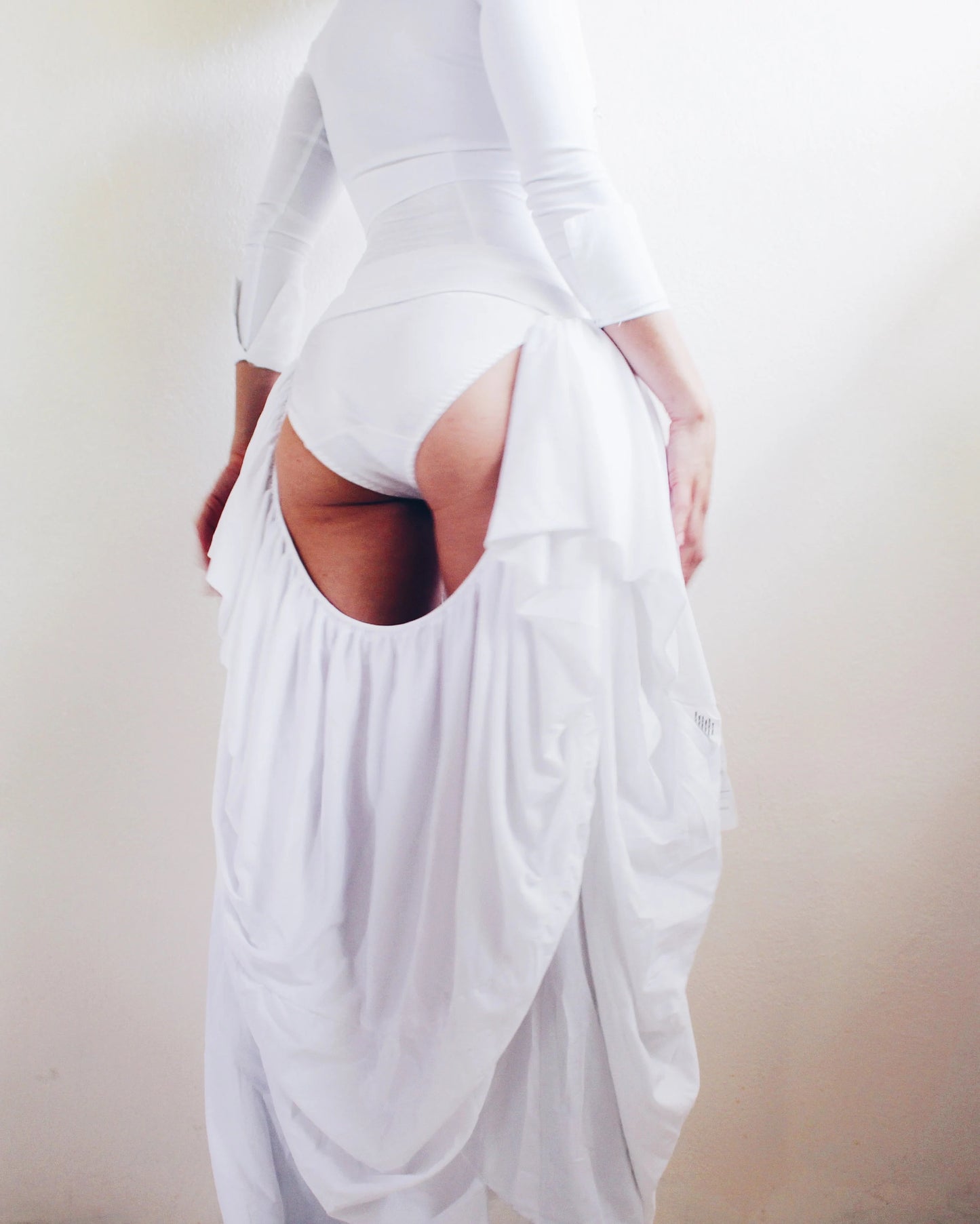 Cheeky Bubble Skirt - Unique Upcycled Couture Layering Accessory - Sustainable Fashion with pleated Hip Pads - Assless Chaps