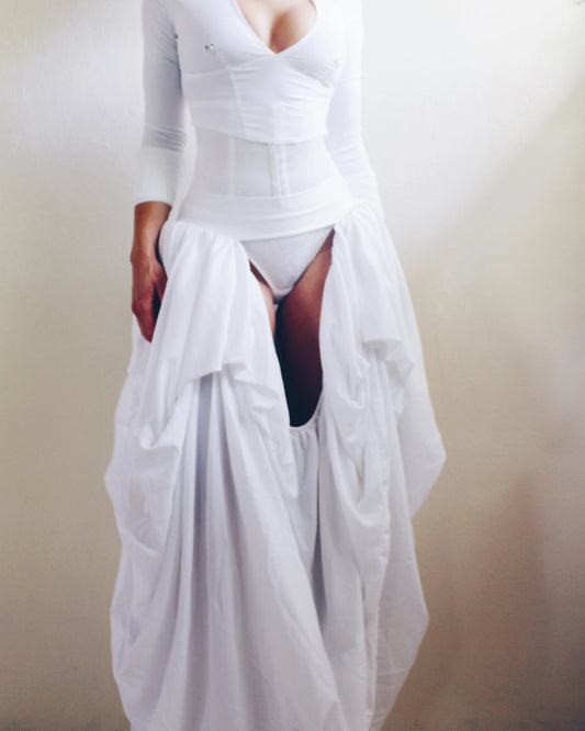 Cheeky Bubble Skirt - Unique Upcycled Couture Layering Accessory - Sustainable Fashion with pleated Hip Pads - Assless Chaps