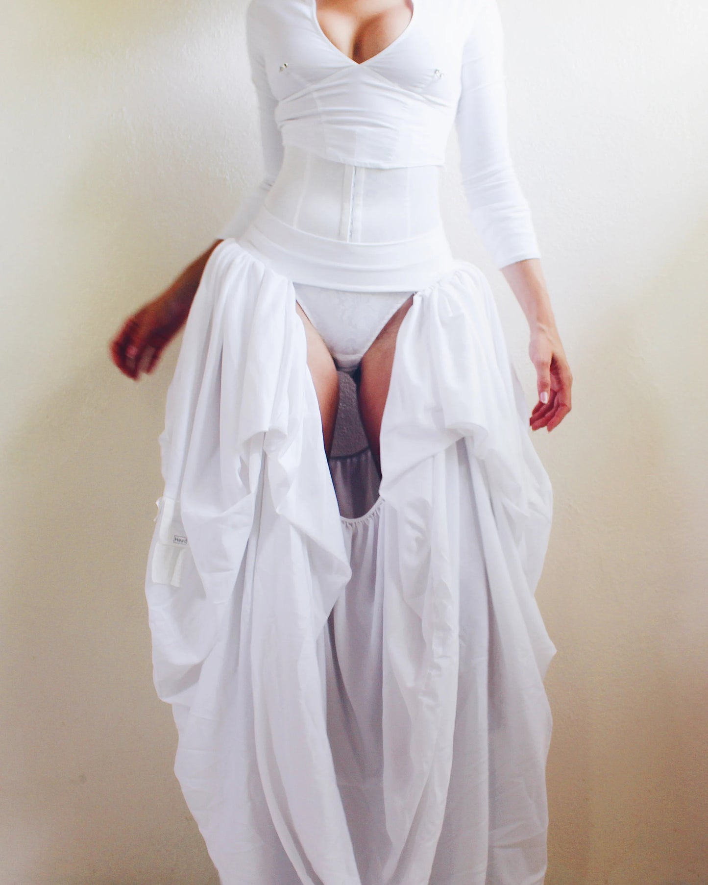 Cheeky Bubble Skirt - Unique Upcycled Couture Layering Accessory - Sustainable Fashion with pleated Hip Pads - Assless Chaps