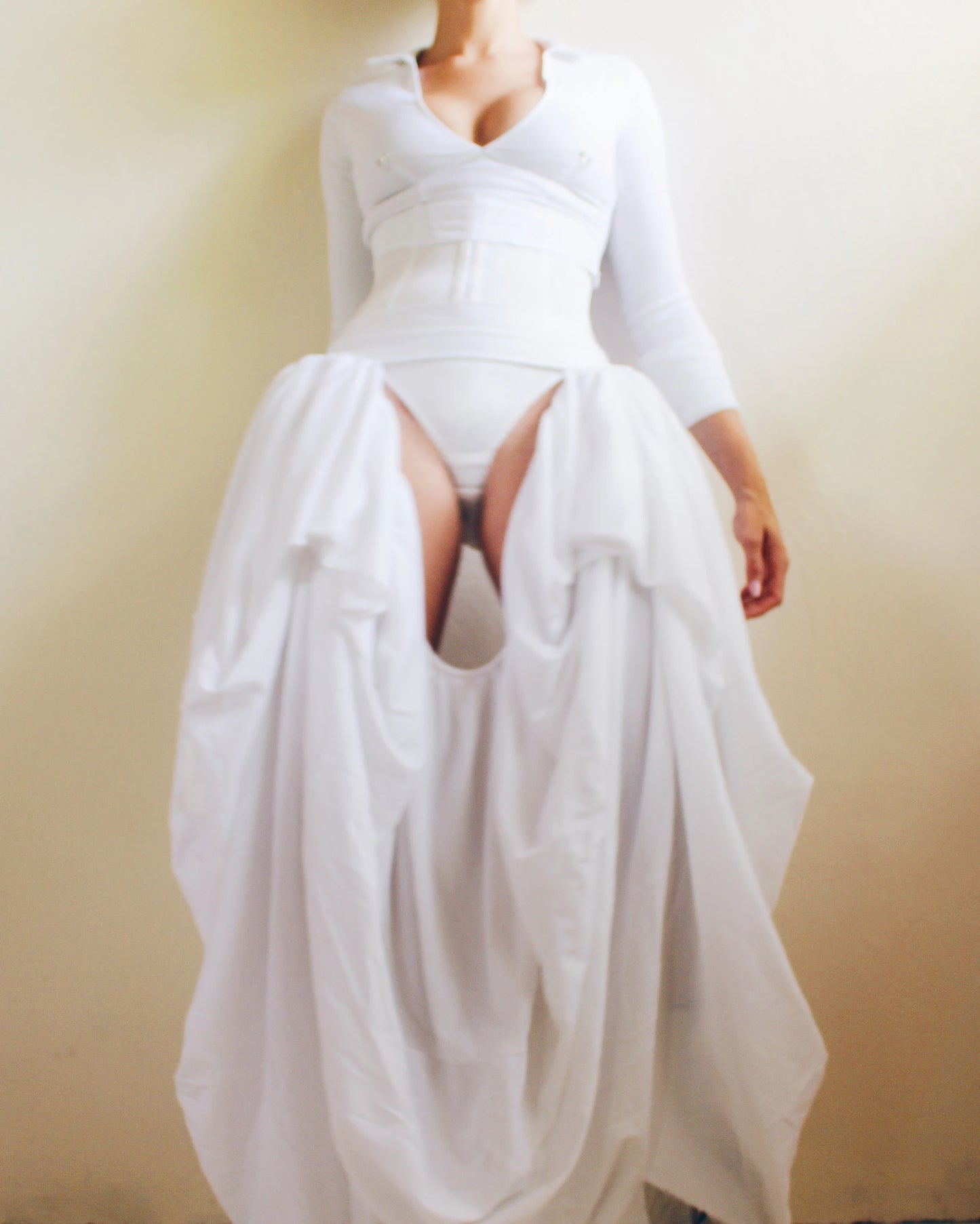 Cheeky Bubble Skirt - Unique Upcycled Couture Layering Accessory - Sustainable Fashion with pleated Hip Pads - Assless Chaps