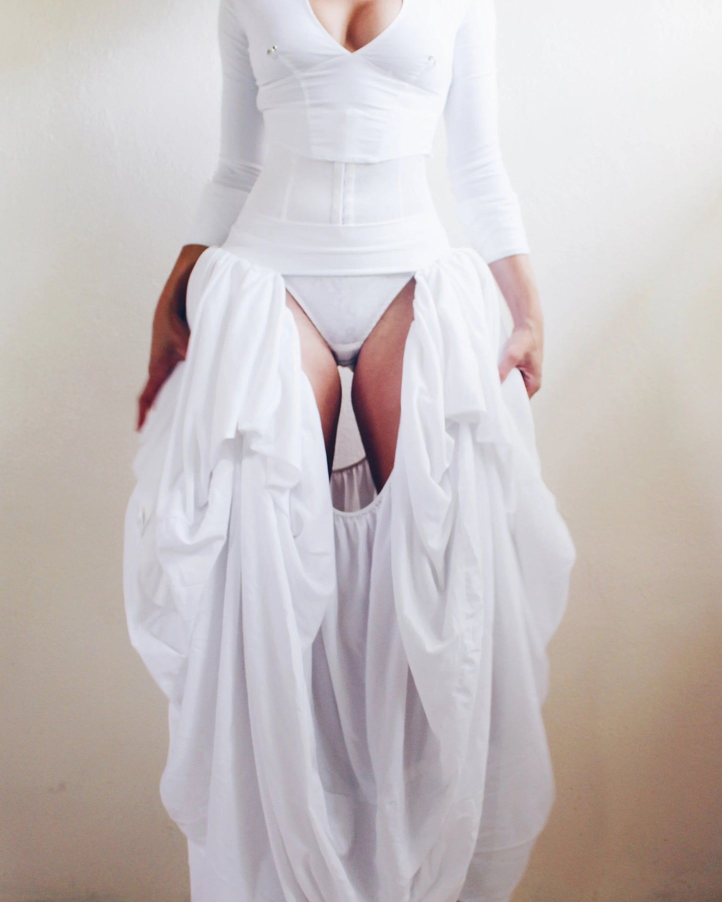 Cheeky Bubble Skirt - Unique Upcycled Couture Layering Accessory - Sustainable Fashion with pleated Hip Pads - Assless Chaps