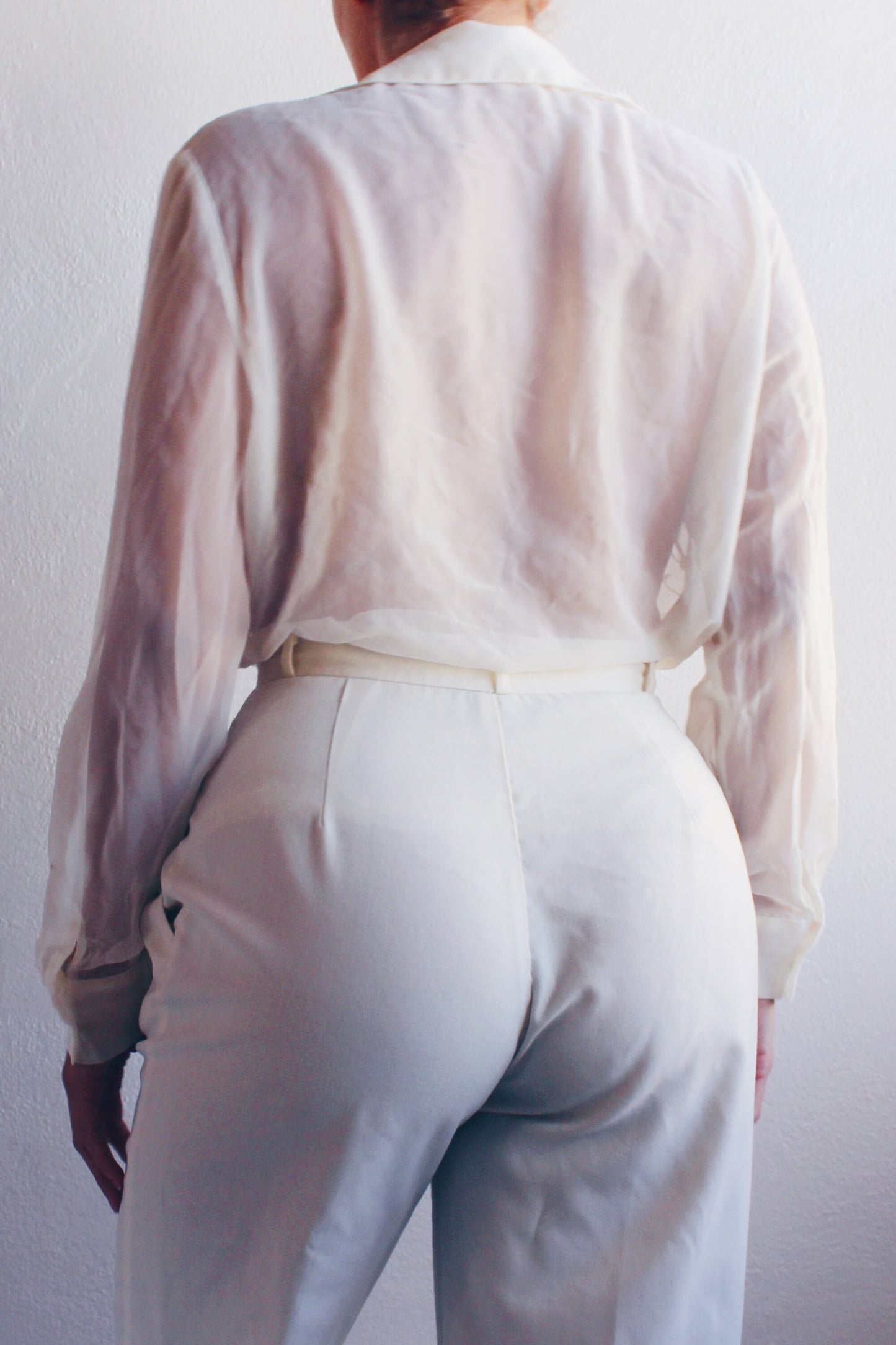 White Floral Embroidered Sheer Blouse / Sheer Ethereal Long Sleeve Shirt / See Through Long Sleeve Top