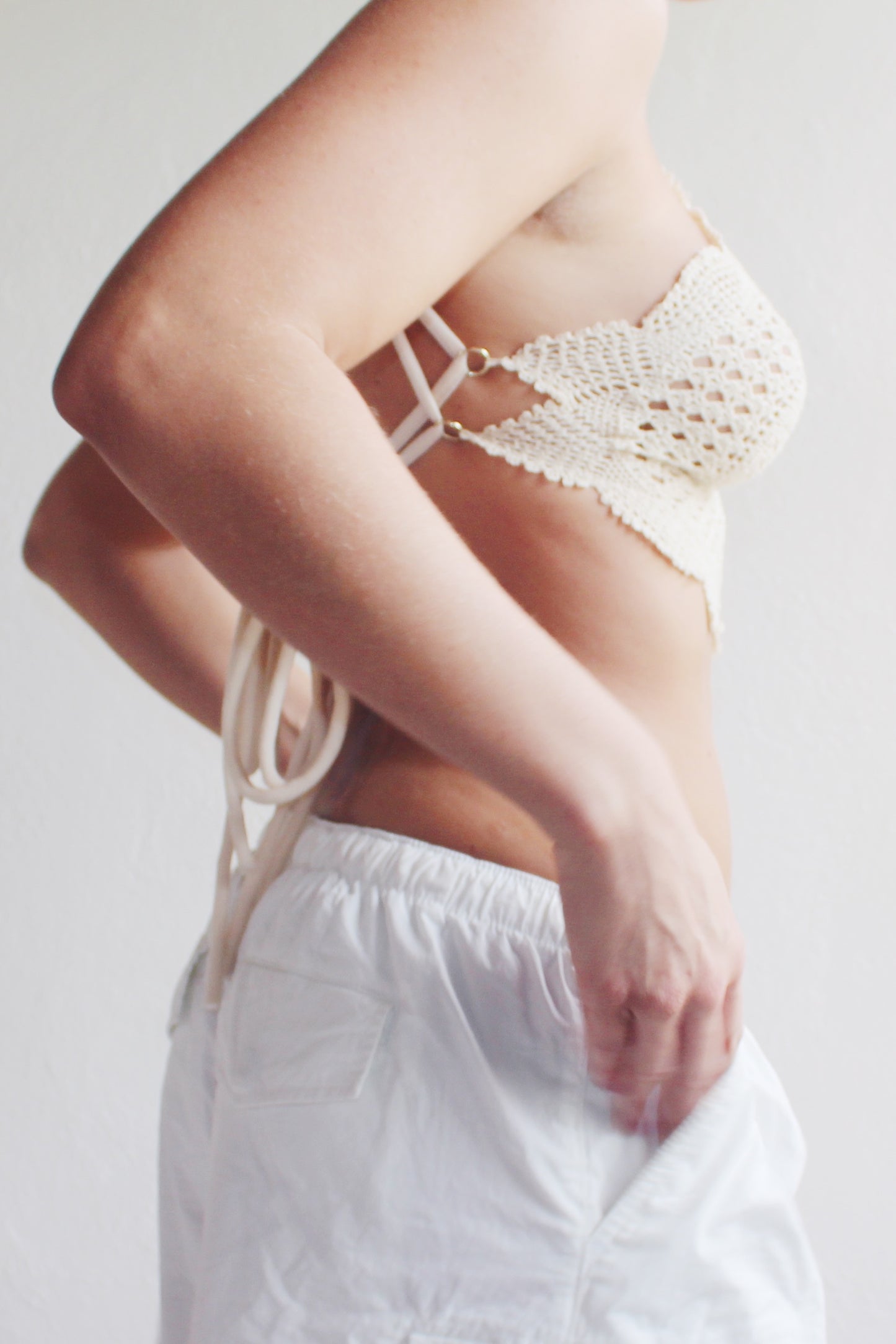 repurposed doily top / upcycled macrame crop top / reworked vintage tank top