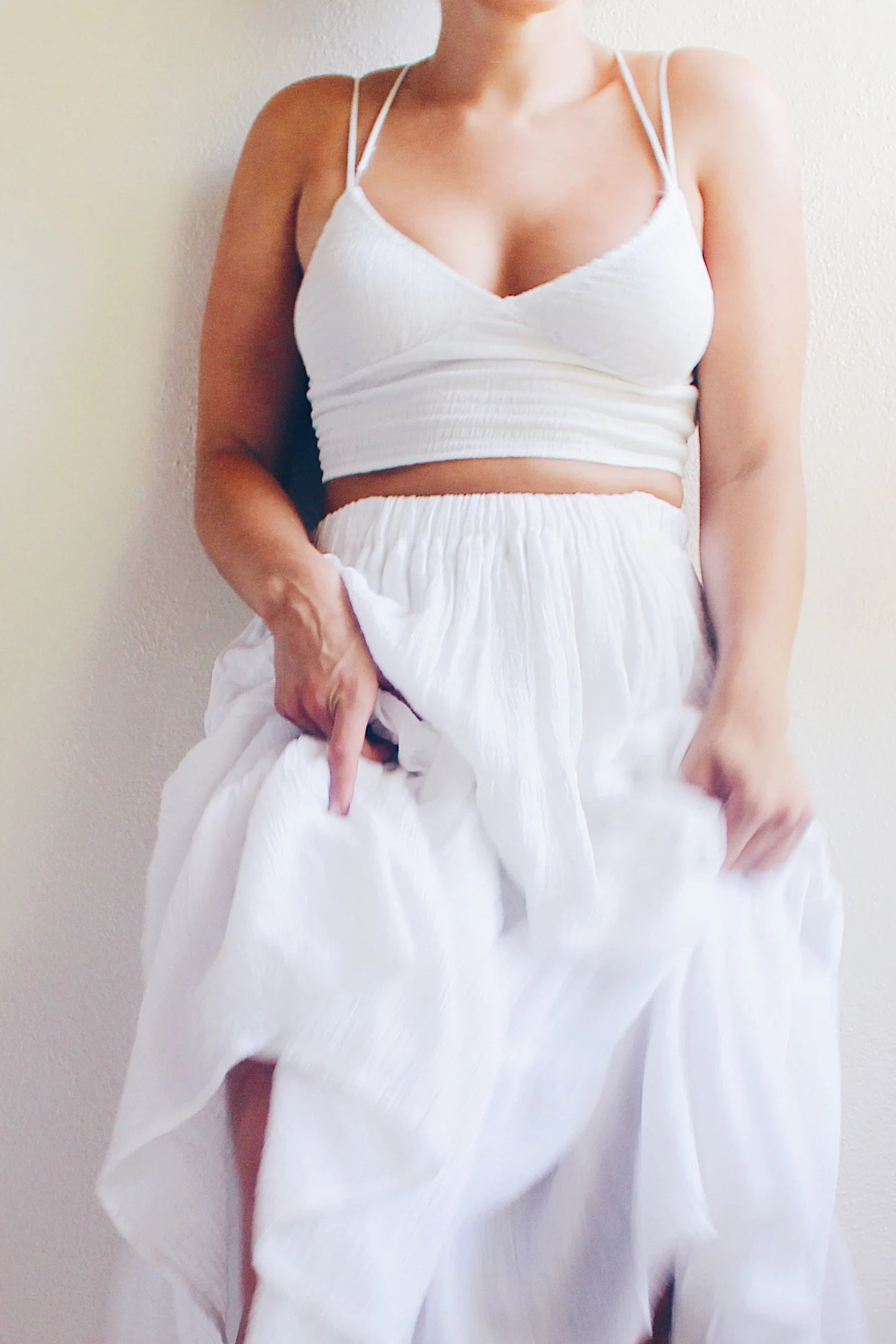 White cotton Bralette / cropped intimate white cami / light summer Crop top