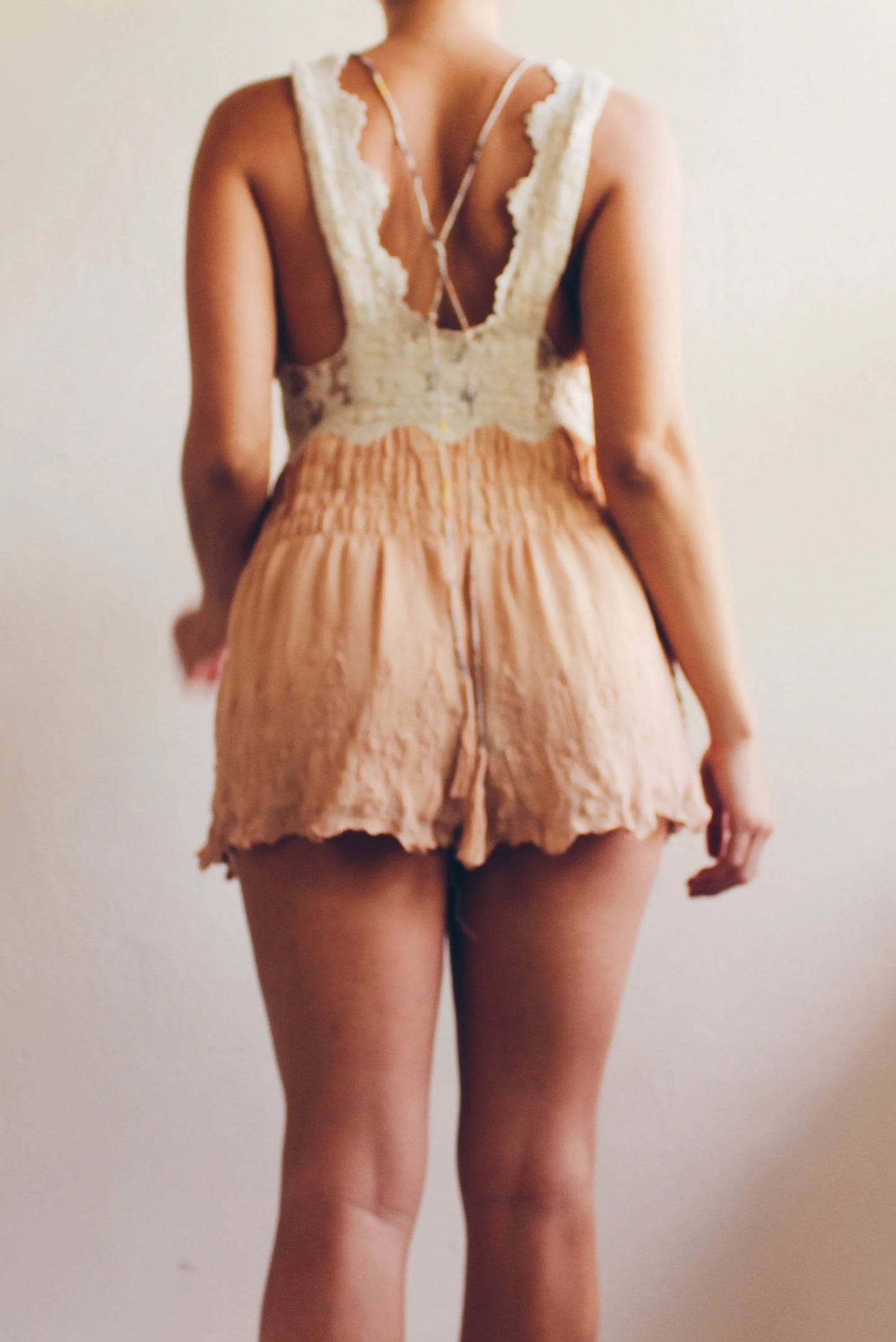 Peach Summer Romper - Coquette Boho Style Playsuit | Perfect for Vacations and Summer Adventures