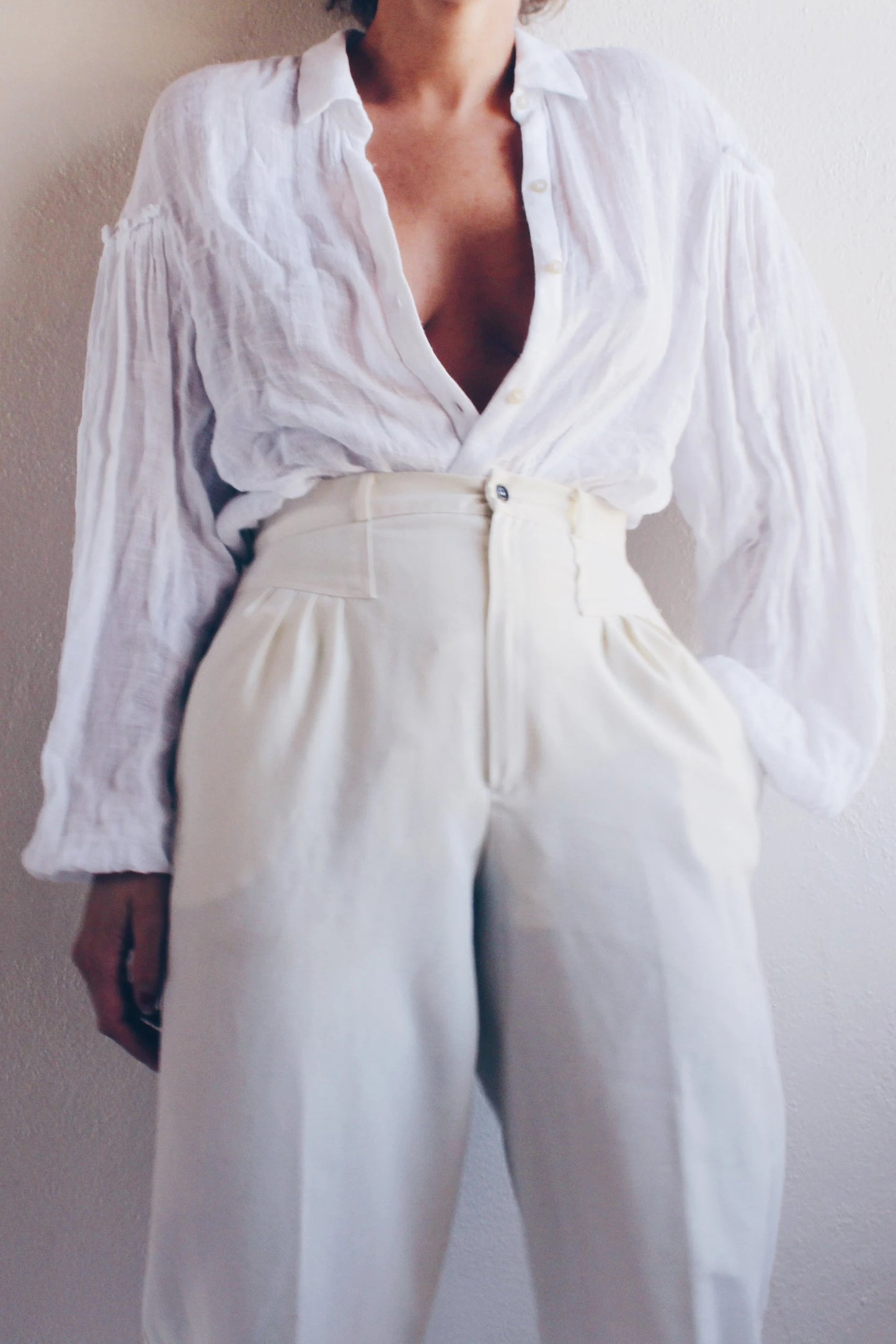 Cotton Gauze Peasant Shirt / White Pleated Rennaissance blouse / Boho Free People Summer Shirt dress