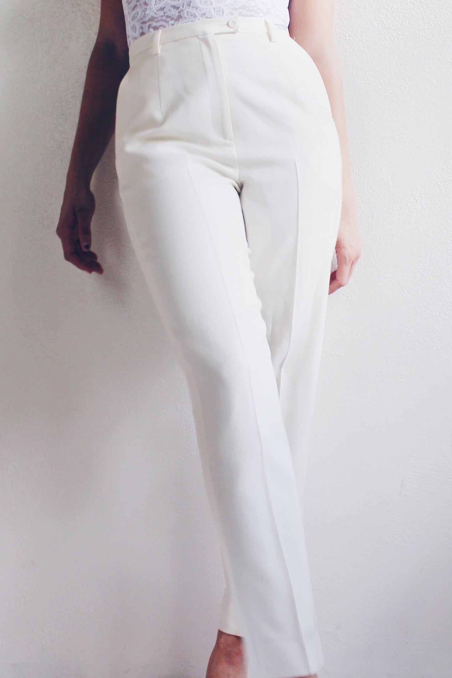 Vintage 1990s Pendleton Wool Ivory High Waisted Pleated Pants - Minimalist Chic Ralph Lauren Style | High Quality Women's Trousers