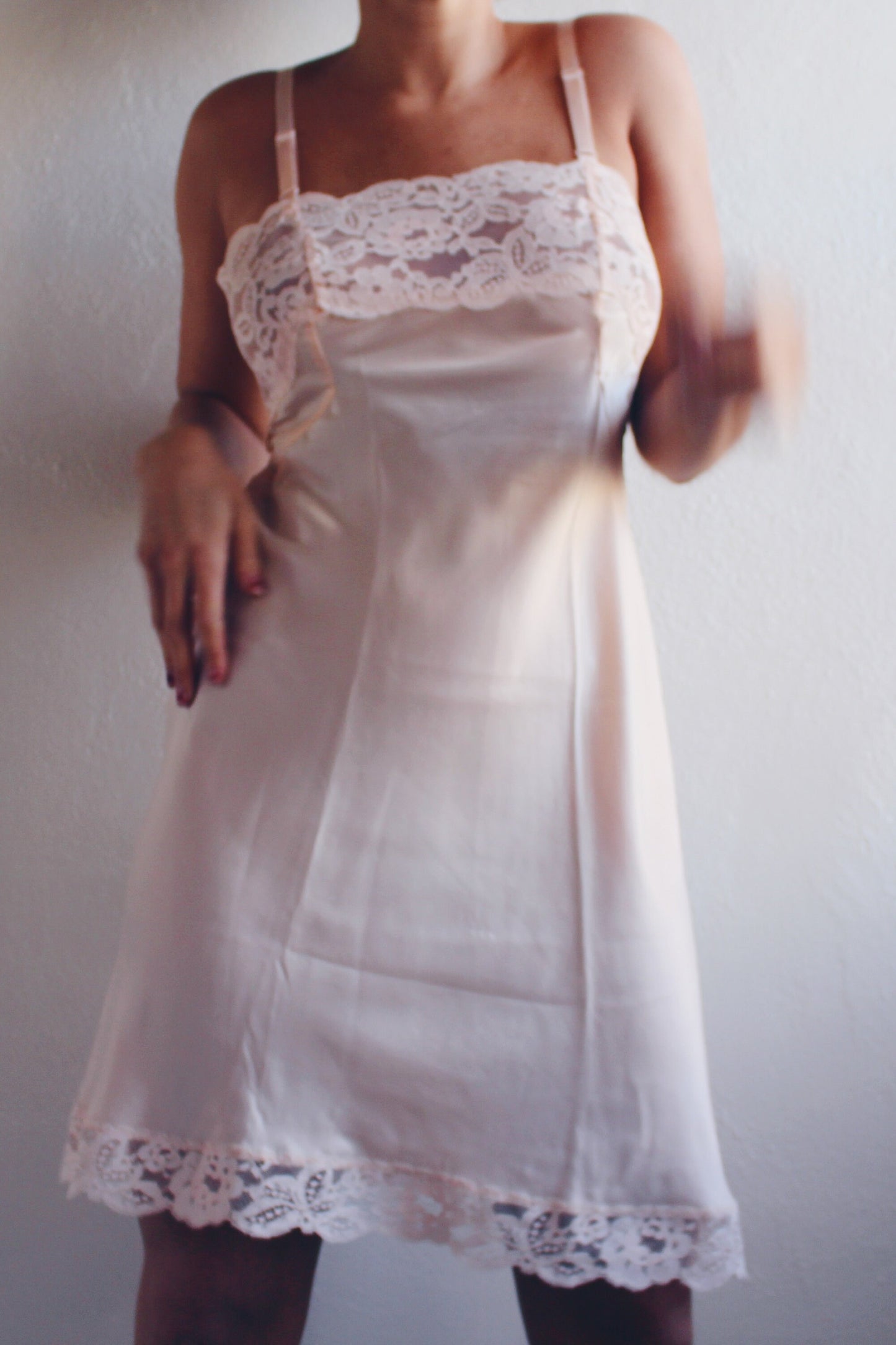 Vintage Pale Pink Nightgown - Sheer Lace Bust | Cute Coquette Summer Slip