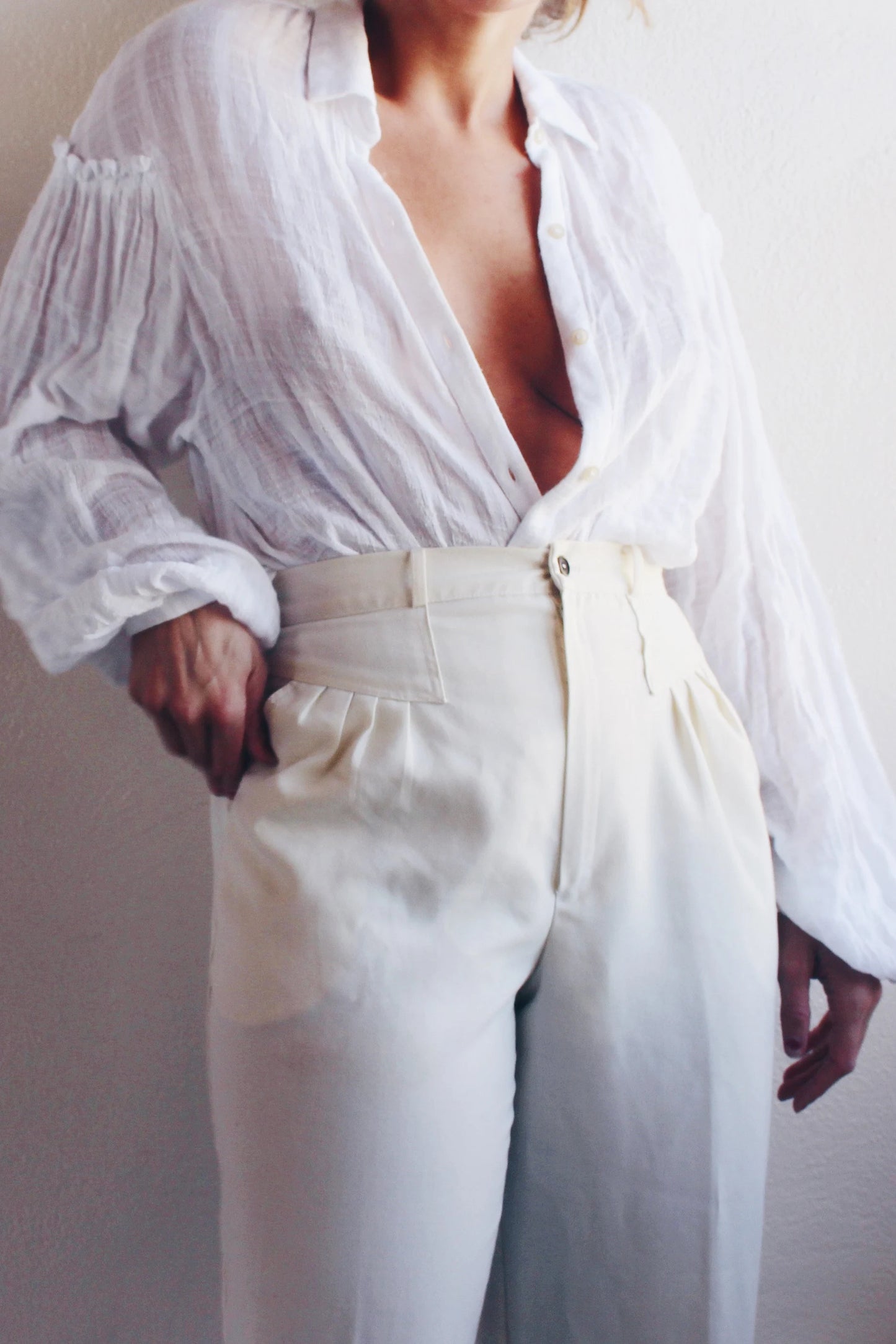 Cotton Gauze Peasant Shirt / White Pleated Rennaissance blouse / Boho Free People Summer Shirt dress