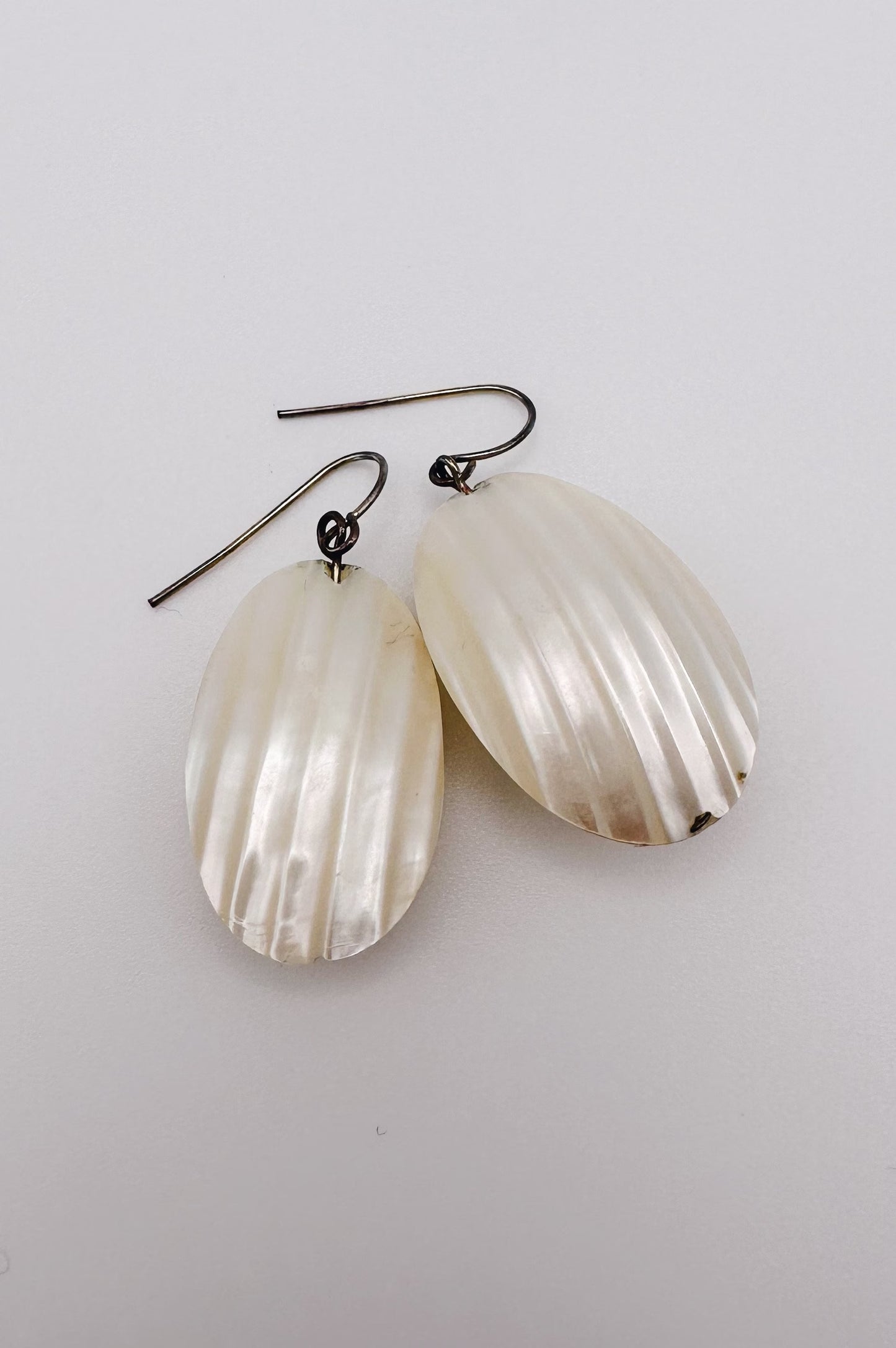 oval mother of pearl dangle earrings